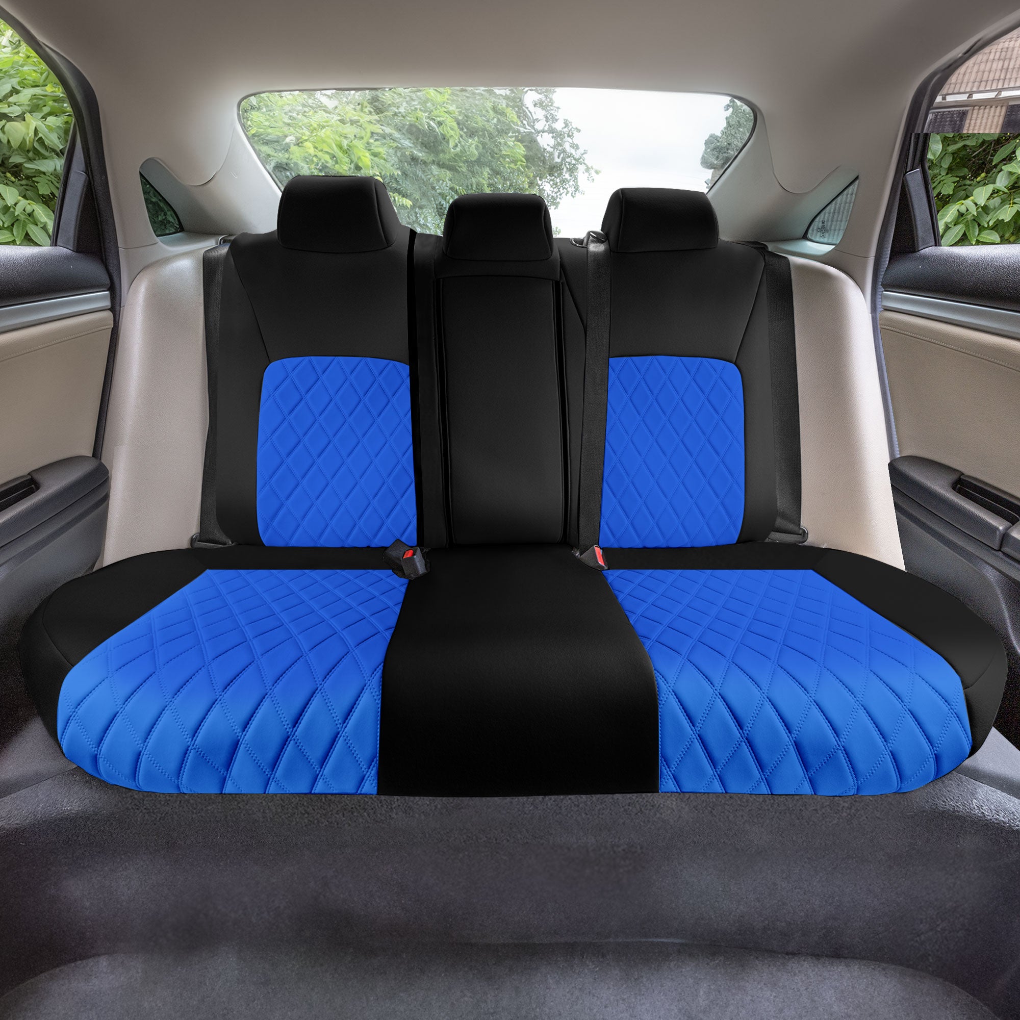 Honda Civic 2016 - 2025 Sedan Split Rear Set Seat Covers - Blue Ultraflex Neoprene