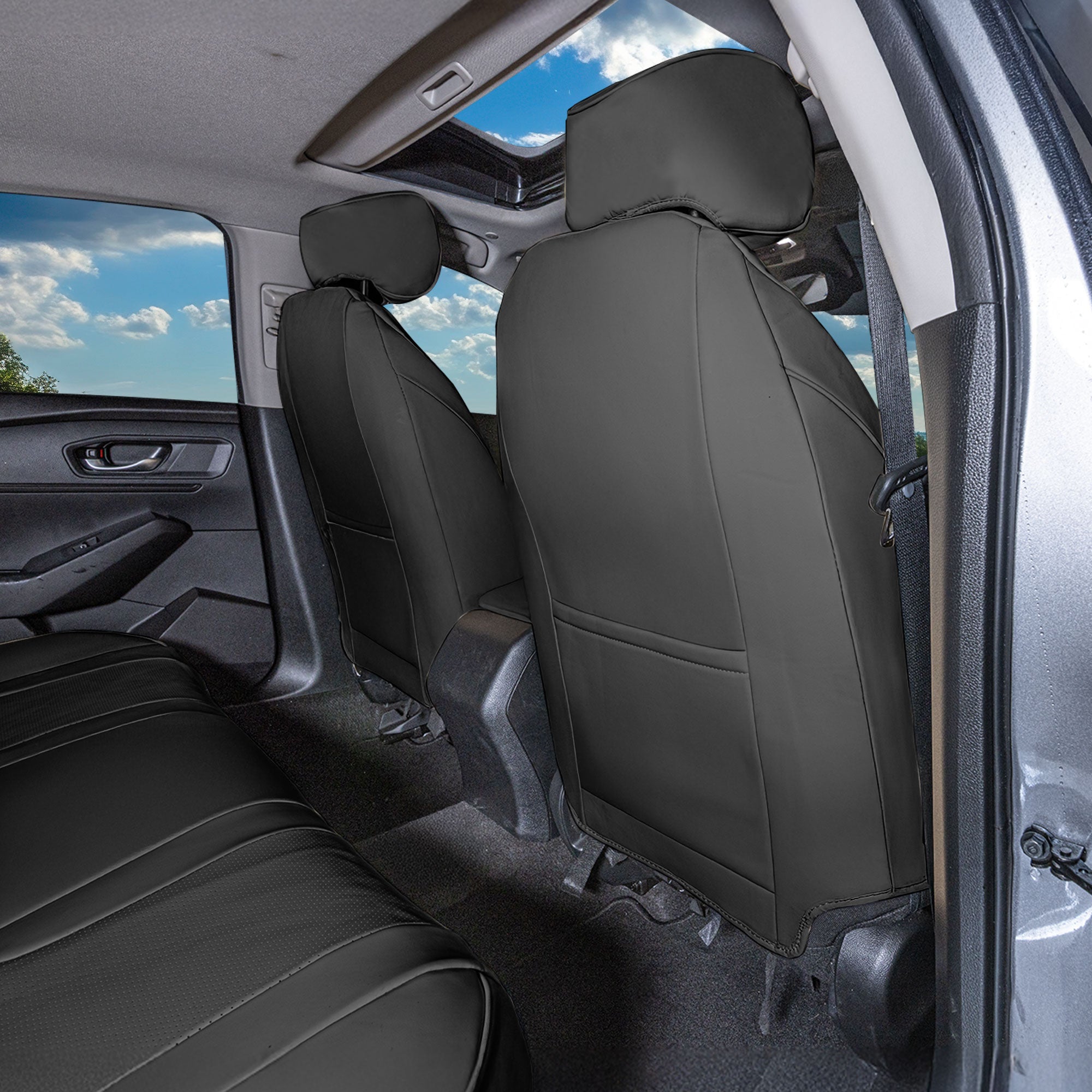 Honda Accord 2023 - 2025 - Front Set Seat Covers - Faux Leather - Fixed Headrests, Solid Backrest - Black