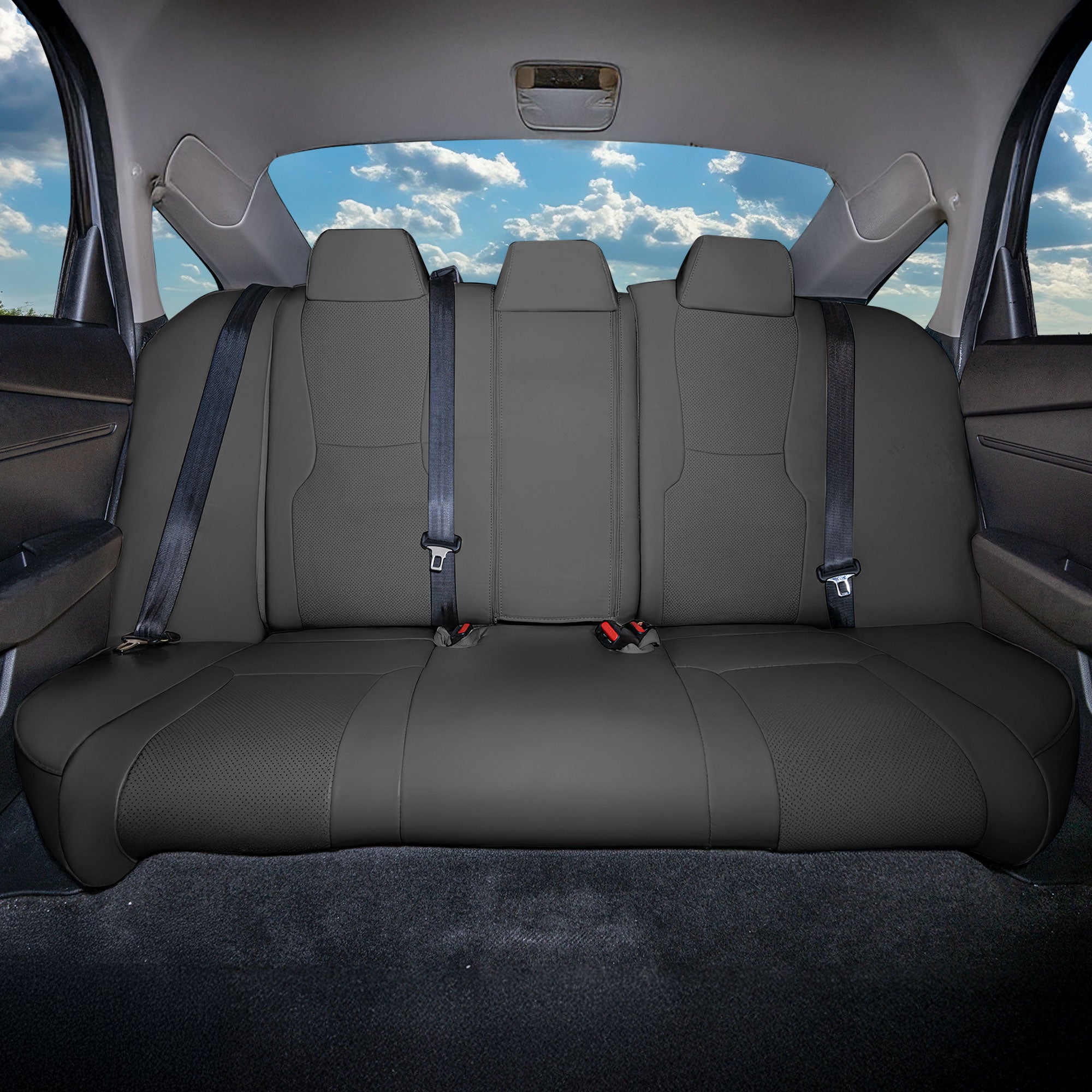 Honda Accord 2023 - 2025 - Rear Set Seat Covers - Faux Leather - Fixed Headrests, Split Backrest - Black