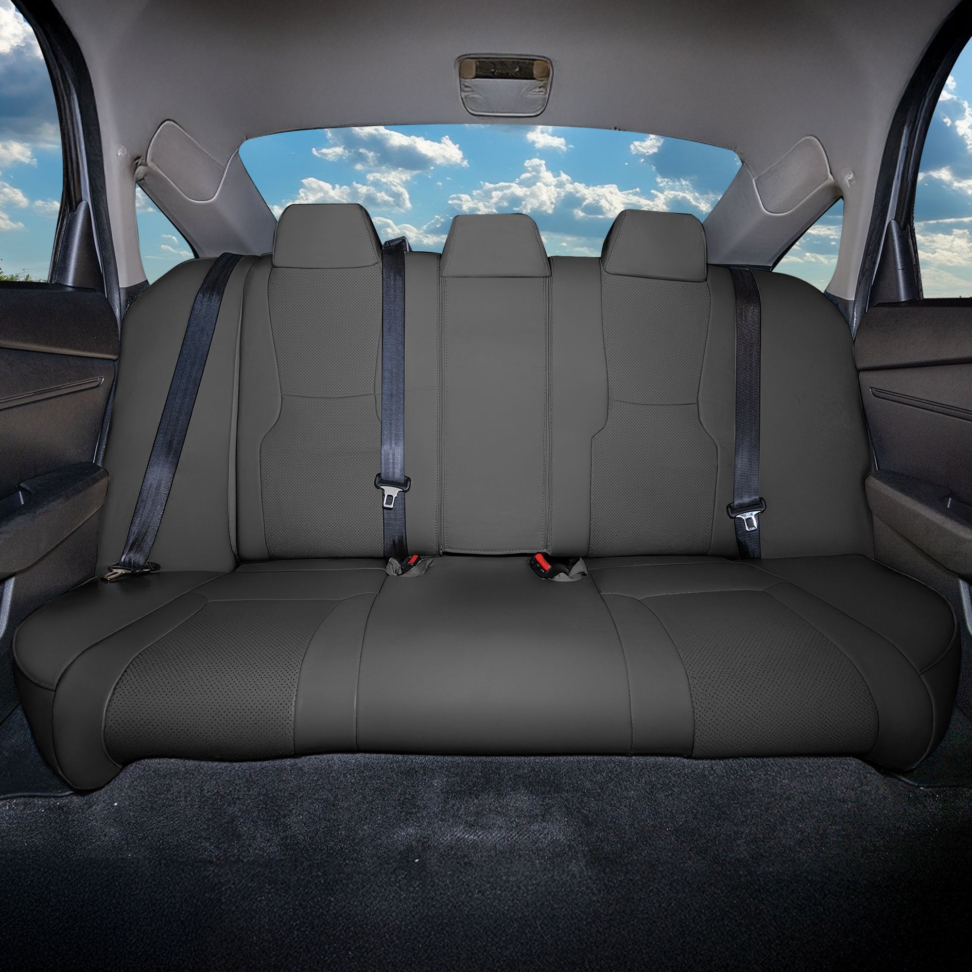 Honda Accord 2023 - 2025 - Rear Set Seat Covers - Faux Leather - Fixed Headrests, Solid Backrest - Black