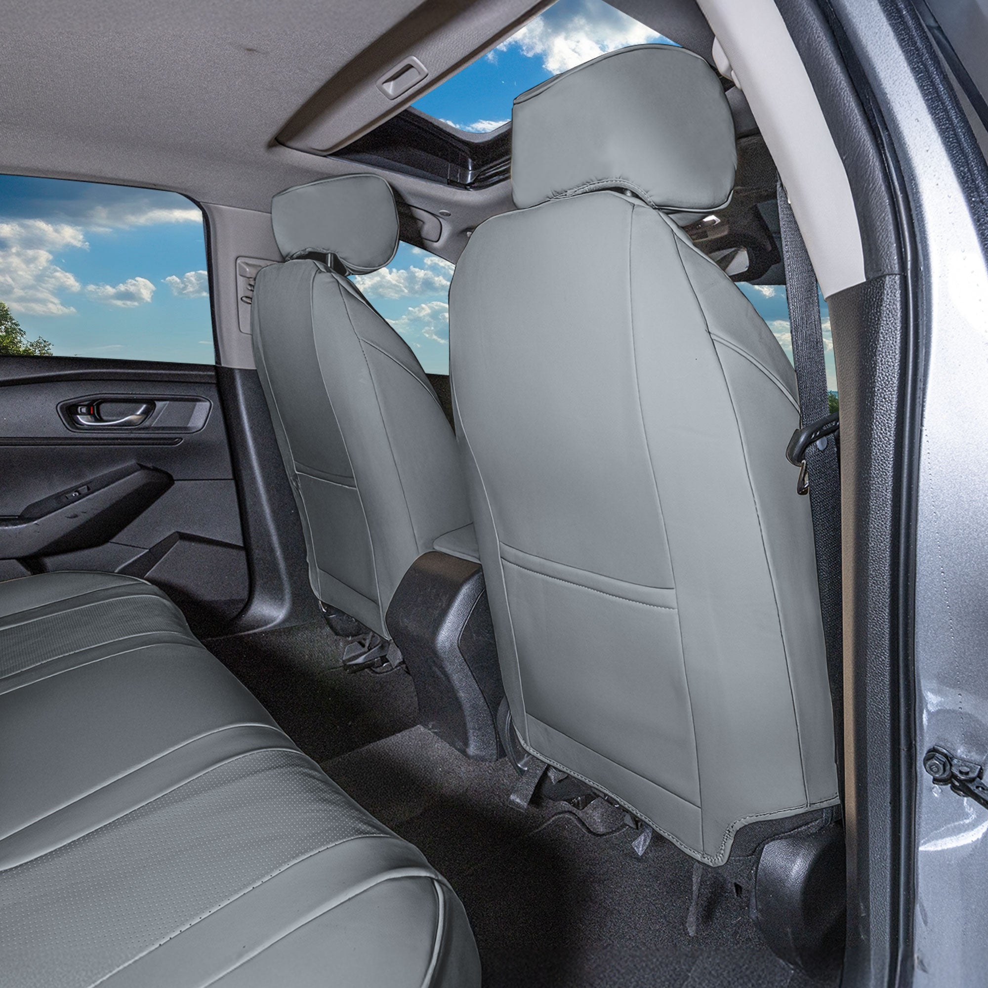 Honda Accord 2023 - 2025 - Front Set Seat Covers - Faux Leather - Fixed Headrests, Solid Backrest - Solid Gray