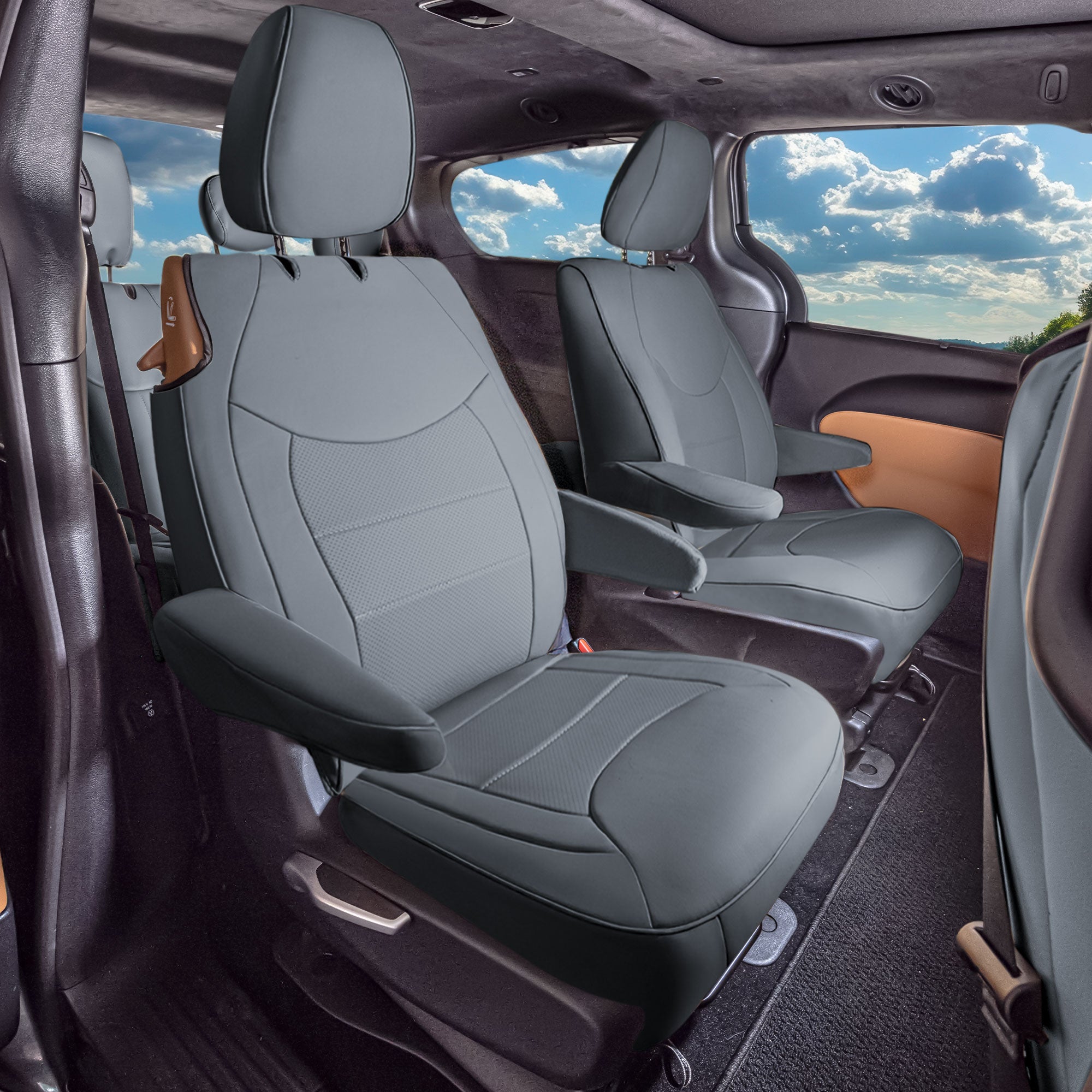 Chrysler Pacifica Hybrid - 2017 - 2024 - 2nd Row Set Seat Covers - Gray Faux Leather