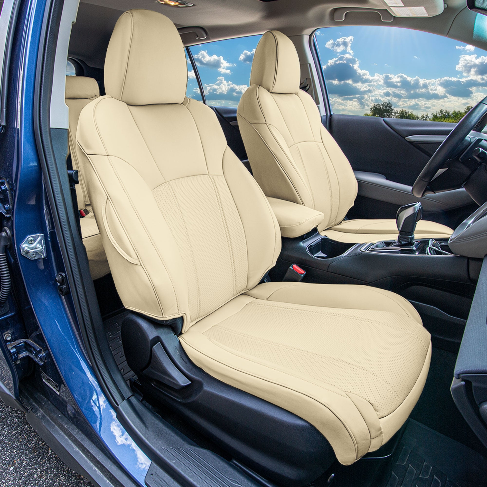 Subaru Outback 2020 - 2025 - Full Set Seat Covers - Solid Beige Faux Leather