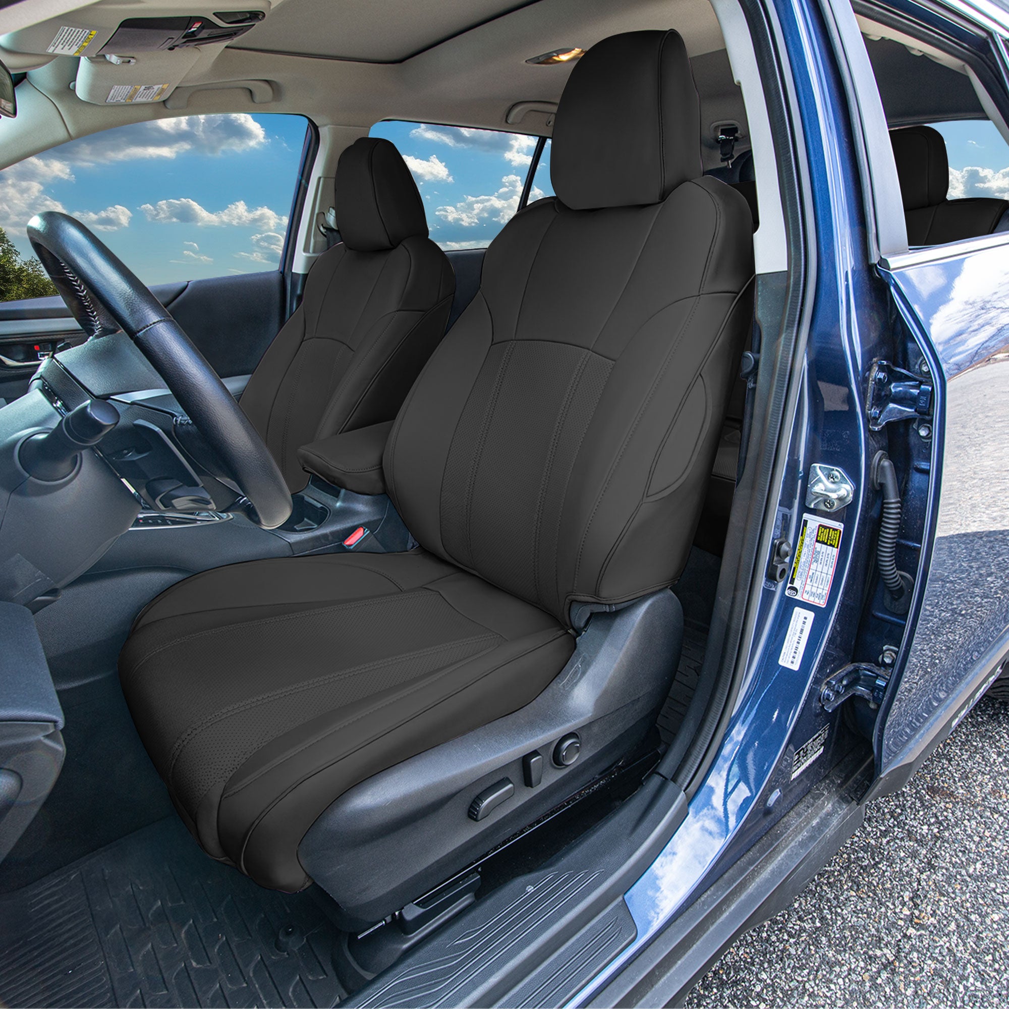 Subaru Outback 2020 - 2025 - Front Set Seat Covers - Black Faux Leather