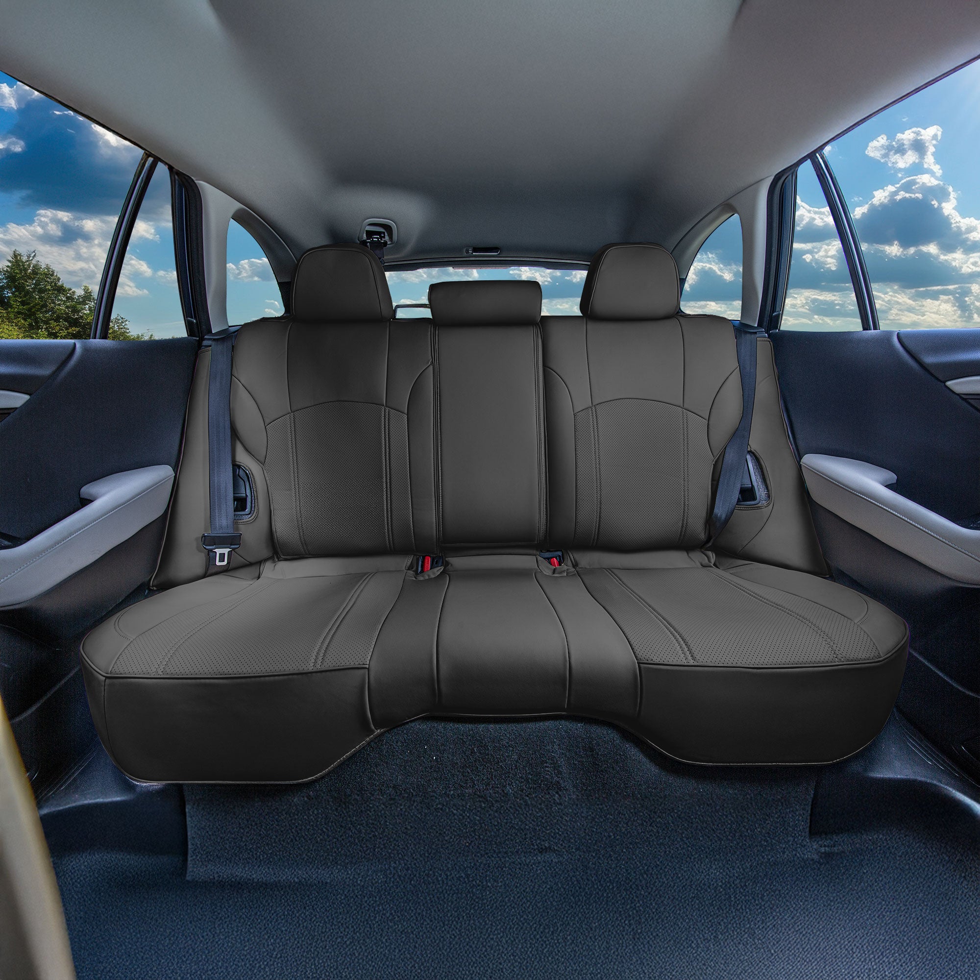 Subaru Outback 2020 - 2025 - Rear Set Seat Covers - Black Faux Leather