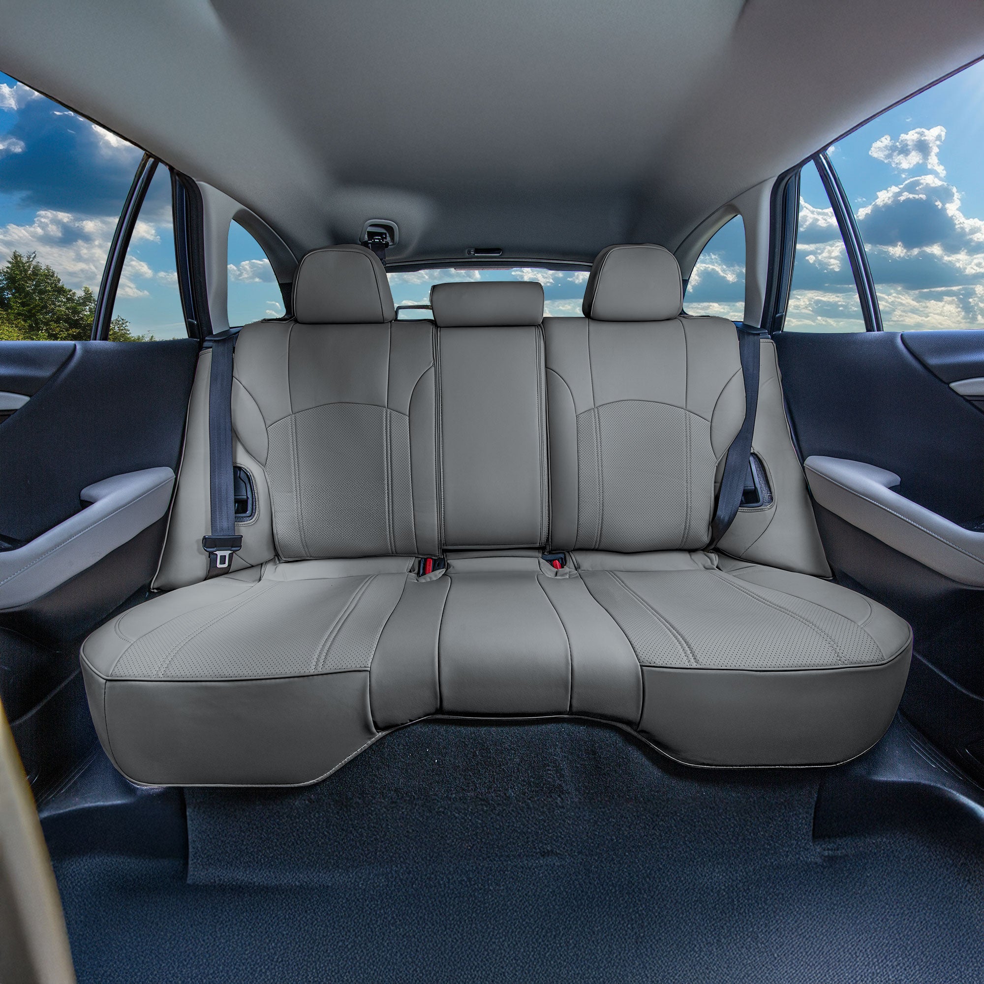 Subaru Outback 2020 - 2025 - Rear Set Seat Covers - Solid Gray Faux Leather