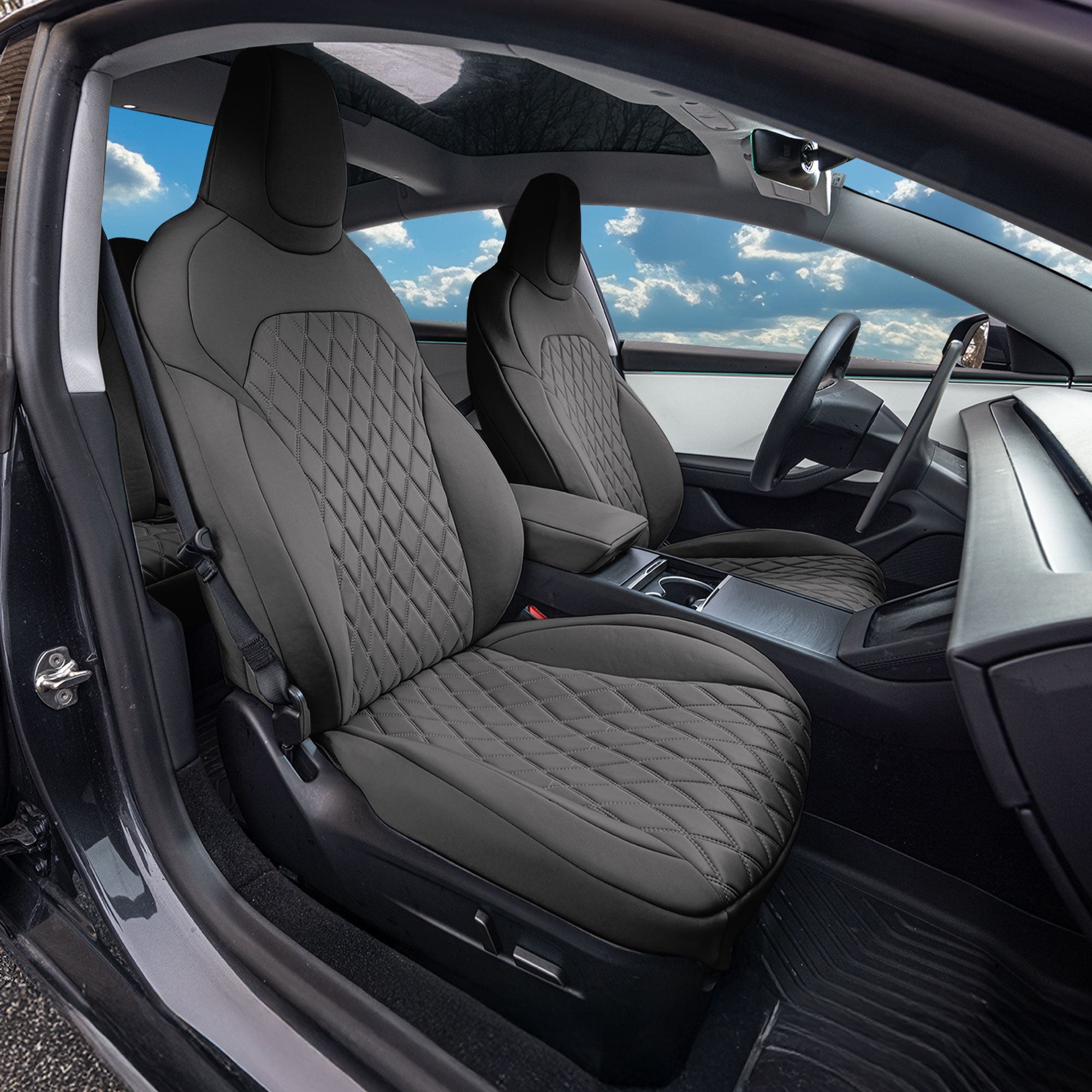 Tesla Model 3 2024 - 2026 - Full Set Seat Covers - Black Ultraflex Neoprene