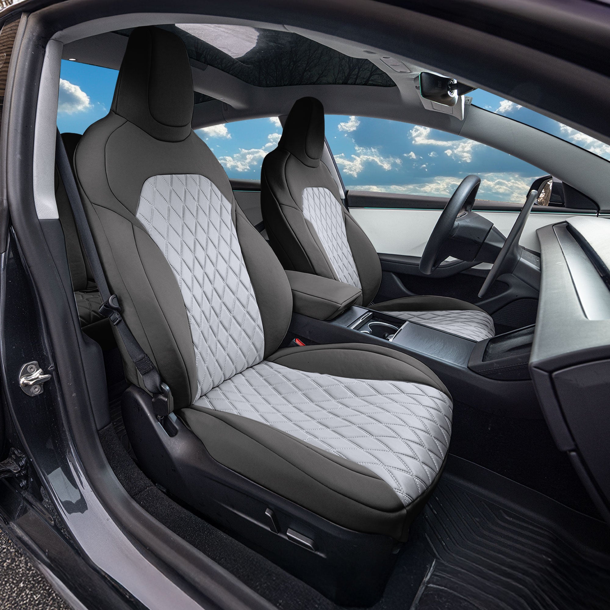 Tesla Model 3 2024 - 2026 - Front Set Seat Covers - Gray Ultraflex Neoprene