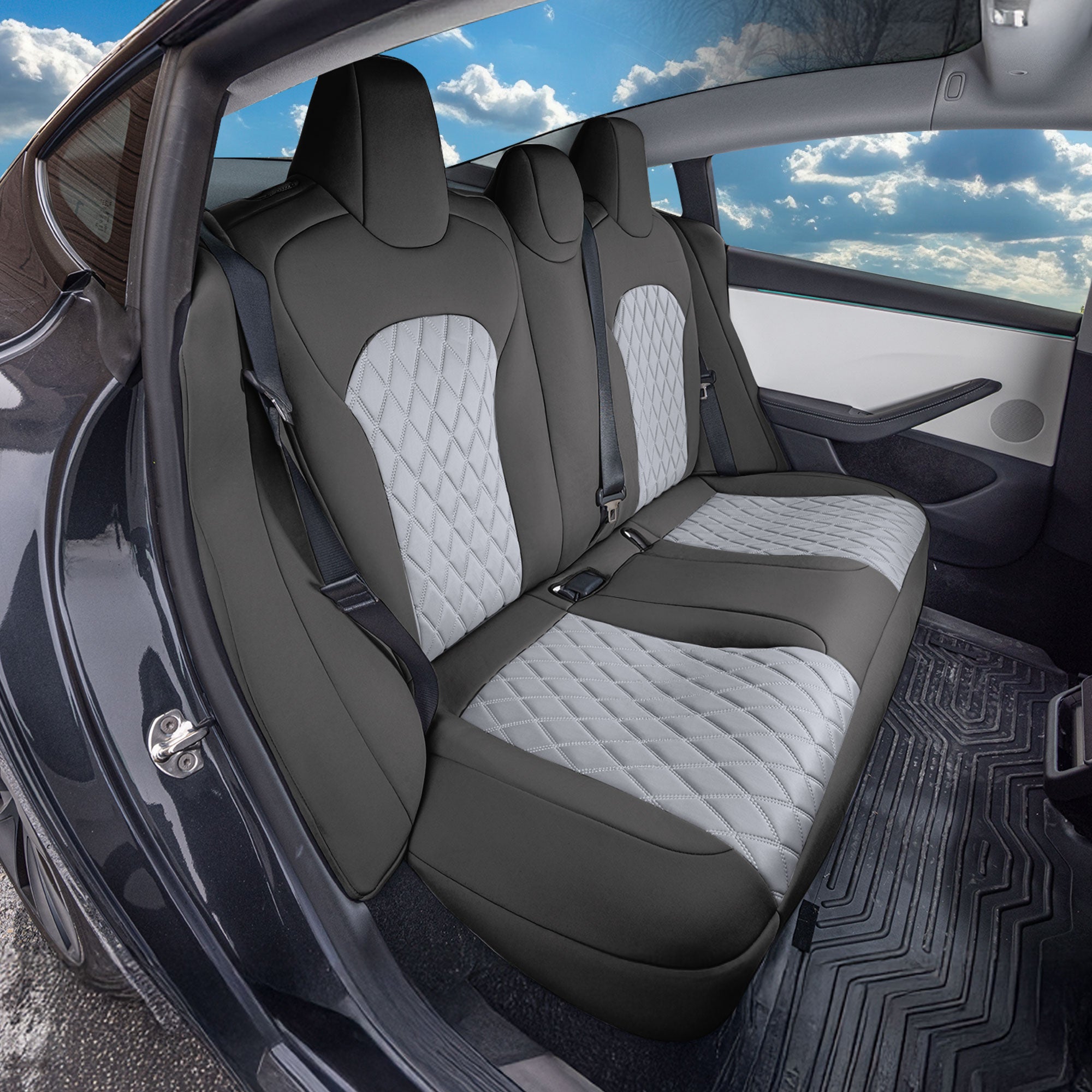 Tesla Model 3 2024 - 2026 - Rear Set Seat Covers - Gray Ultraflex Neoprene