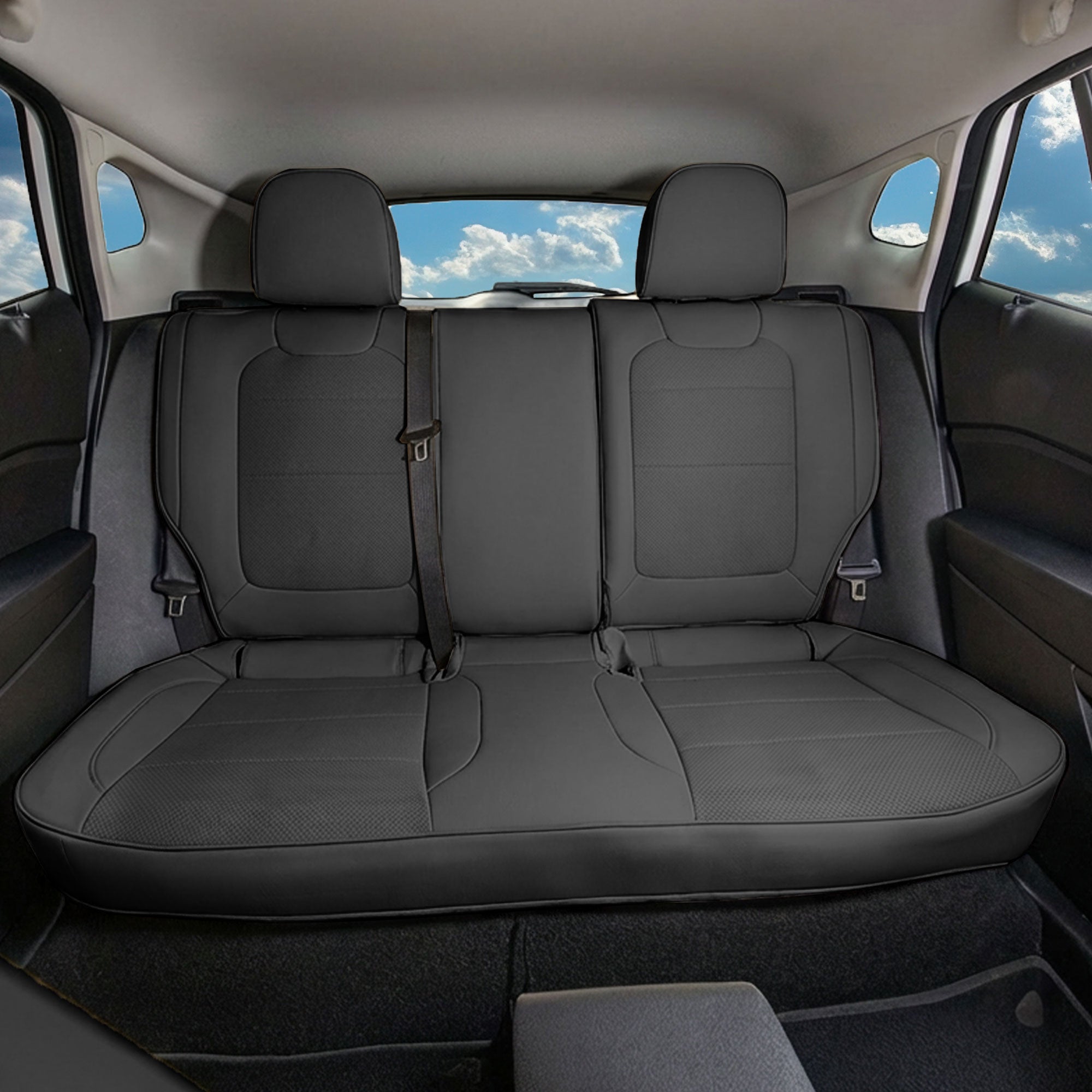 Chevrolet Trax 2024–2026 - Rear Set Seat Covers - Black Faux Leather