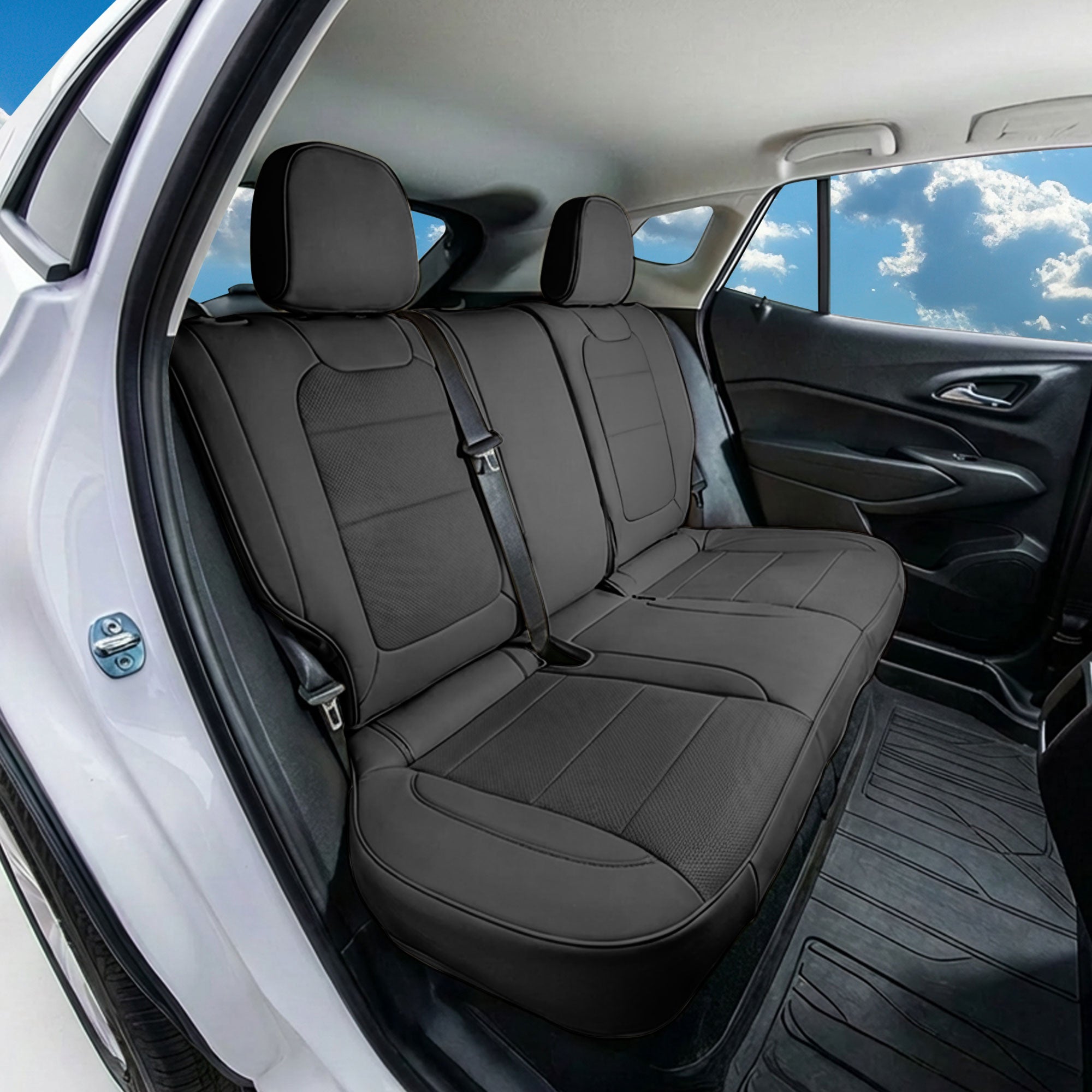 Chevrolet Trax 2024–2026 - Rear Set Seat Covers - Black Faux Leather