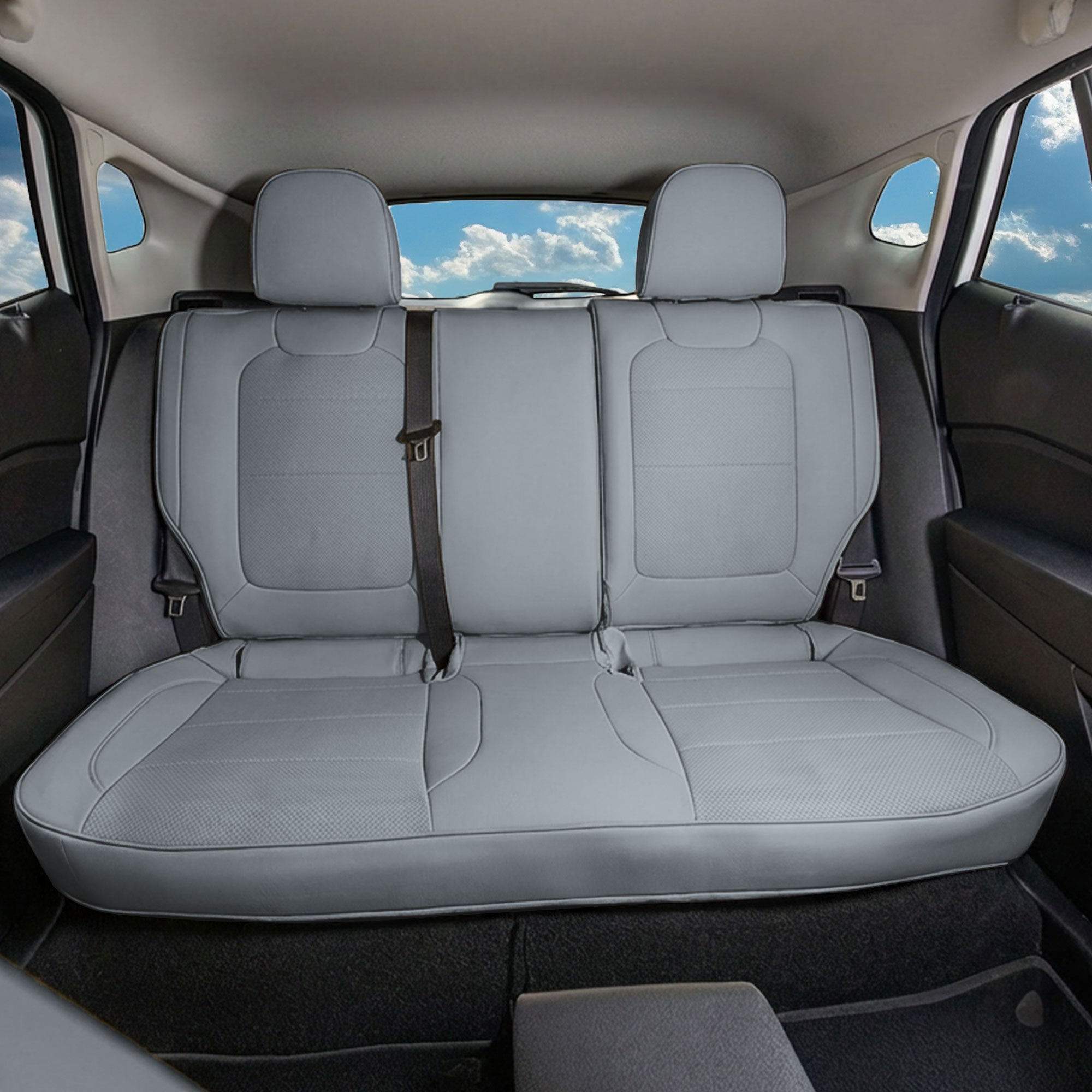 Chevrolet Trax 2024–2026 - Rear Set Seat Covers - Solid Gray Faux Leather