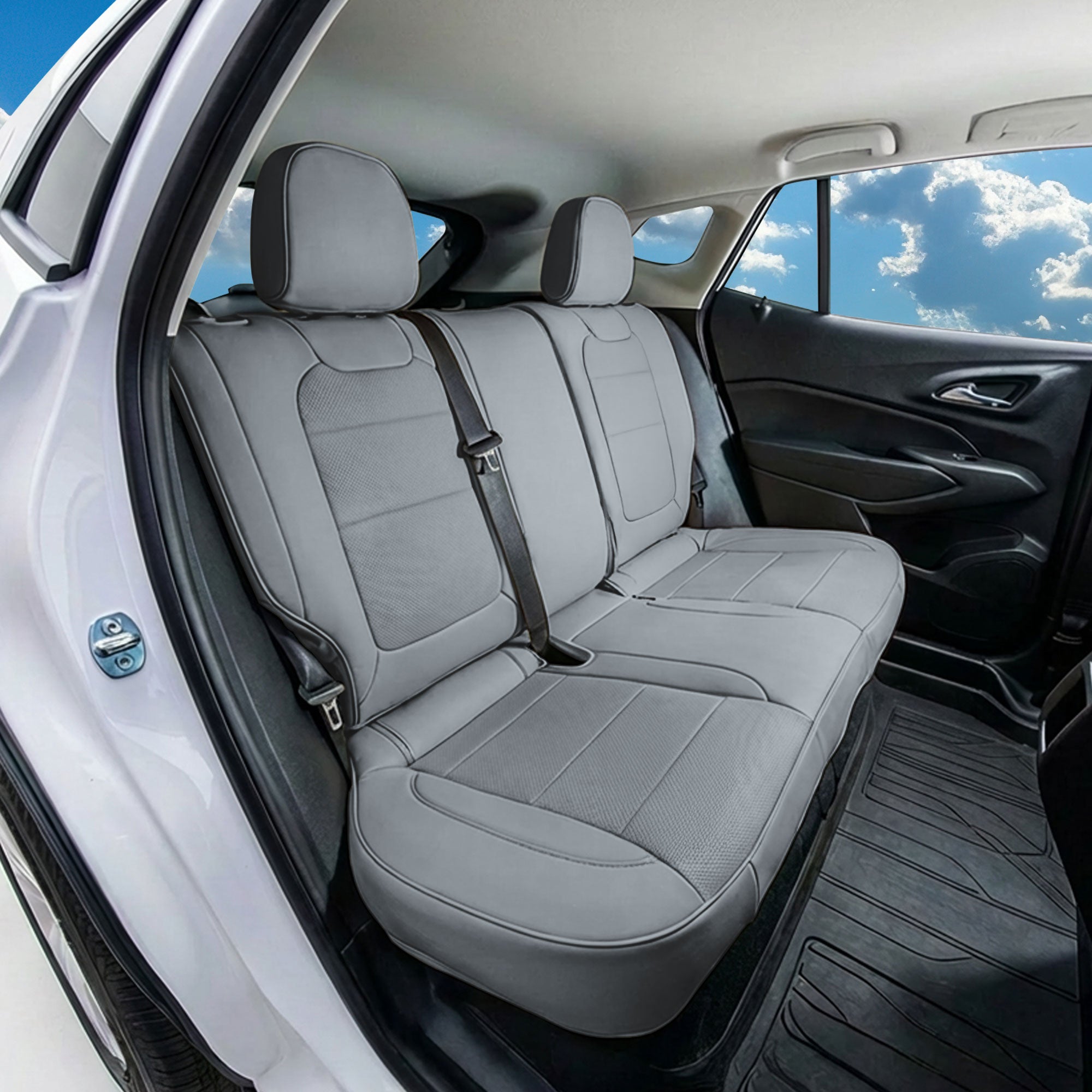 Chevrolet Trax 2024–2026 - Rear Set Seat Covers - Solid Gray Faux Leather