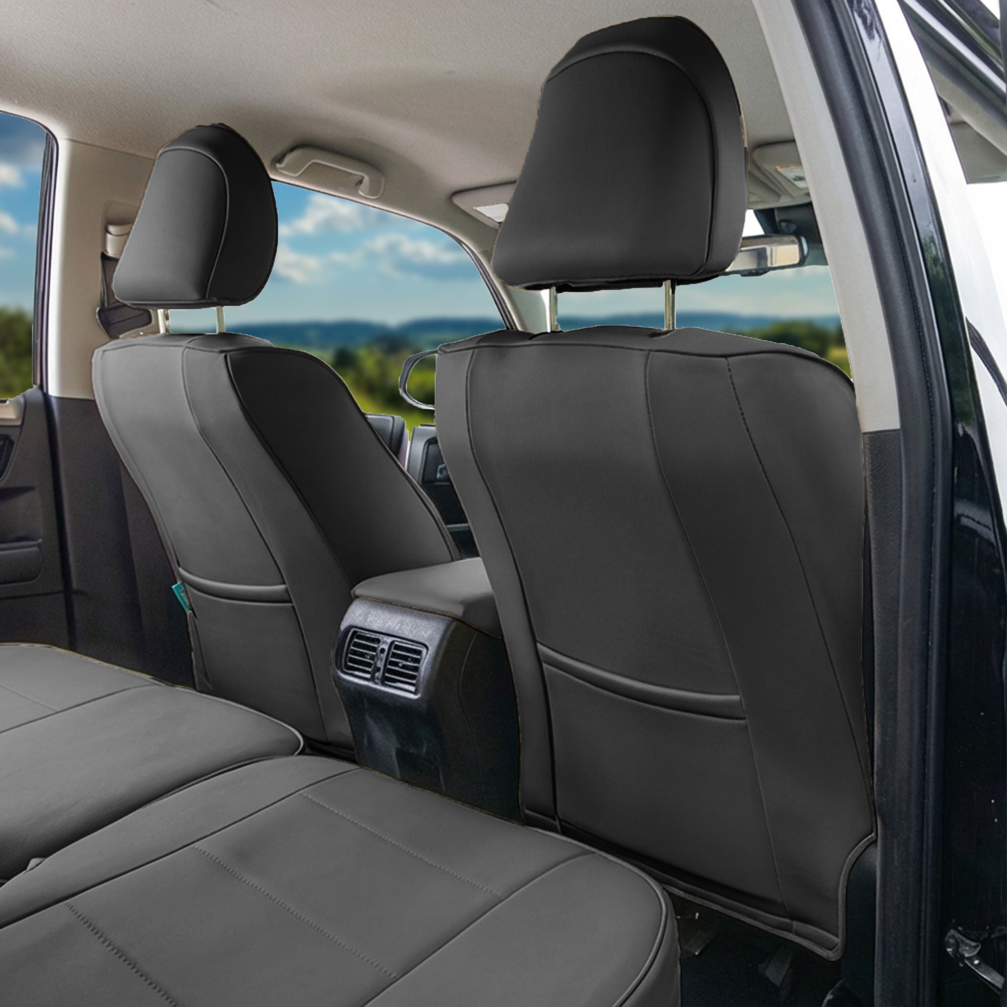 Toyota 4Runner 2010–2024 – 7 Passenger - Front Set Covers - Black Faux Leather