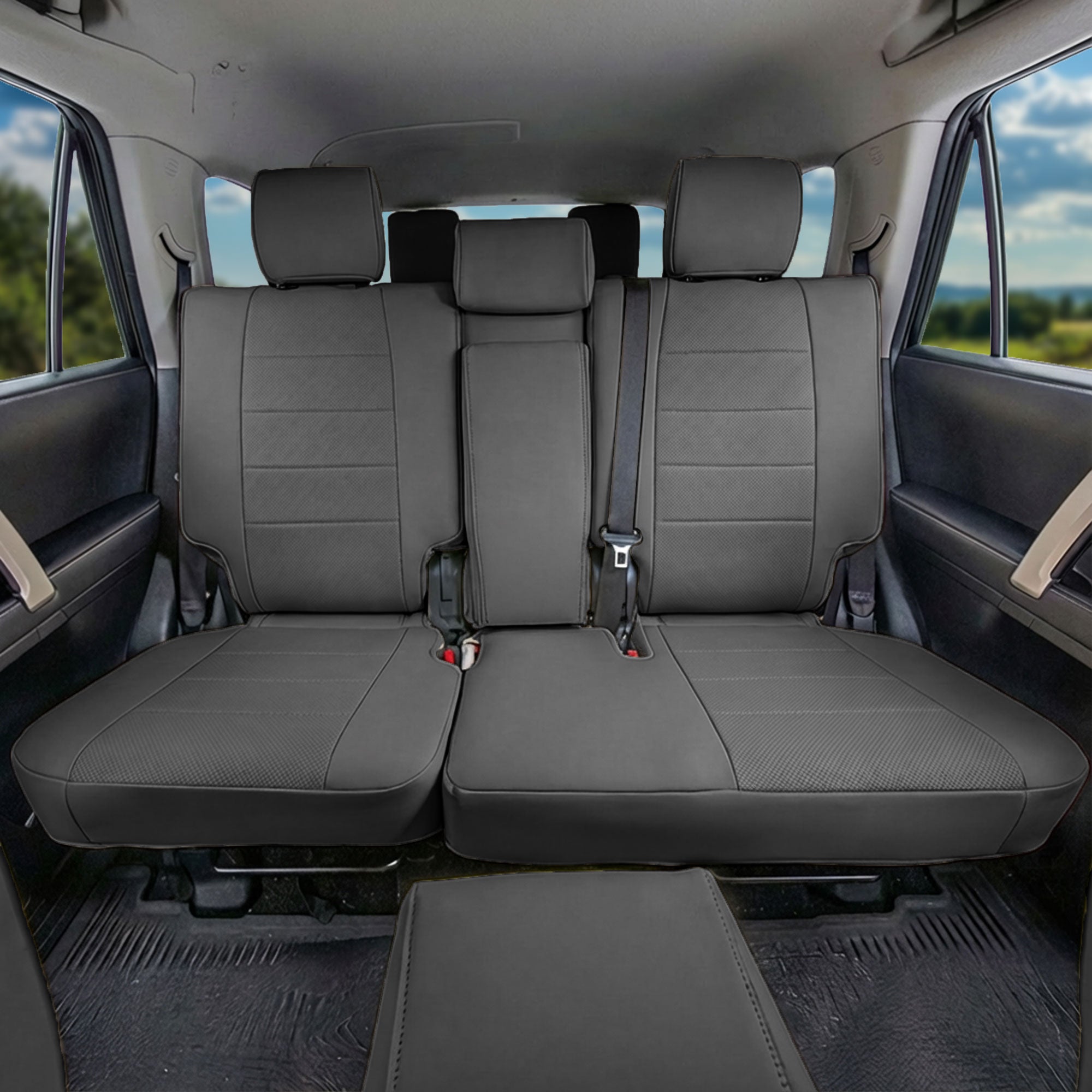 Toyota 4Runner 2010–2024 – 7 Passenger 2nd Row Seat Covers - Black Faux Leather