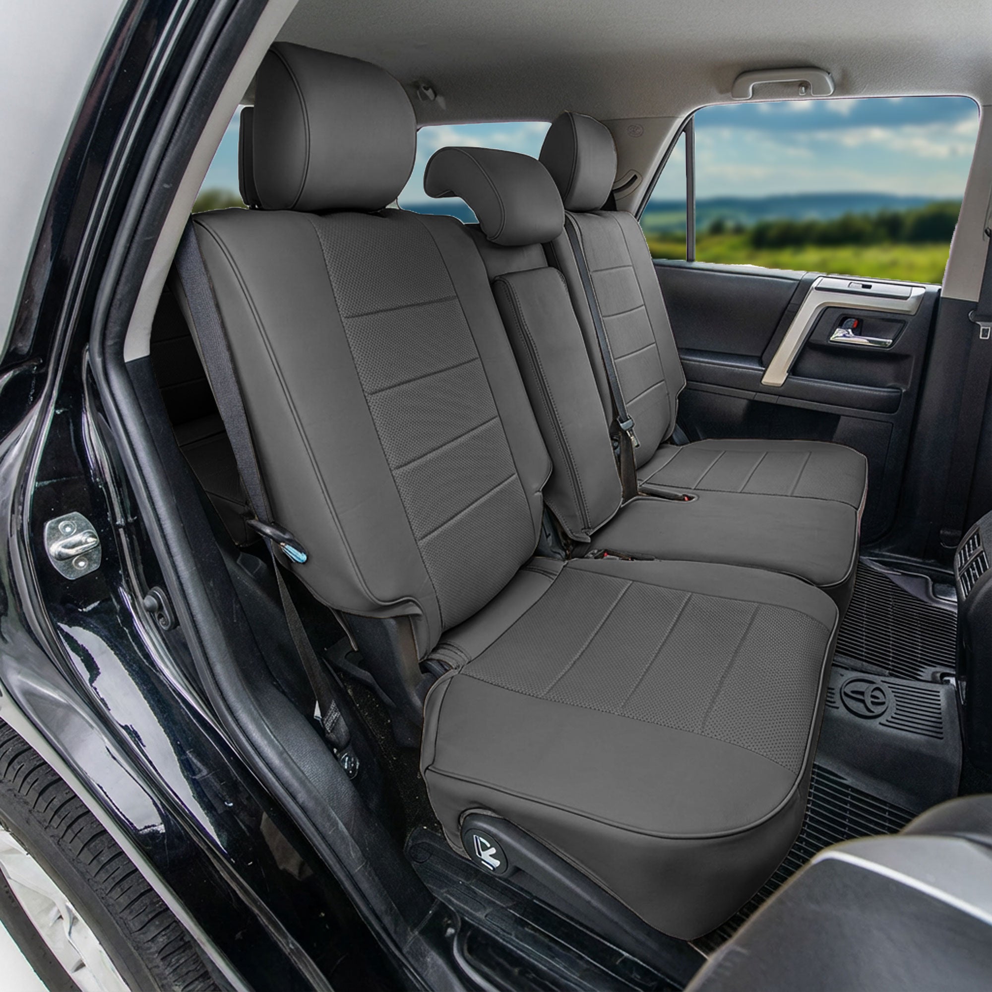 Toyota 4Runner 2010–2024 – 7 Passenger 2nd Row Seat Covers - Black Faux Leather