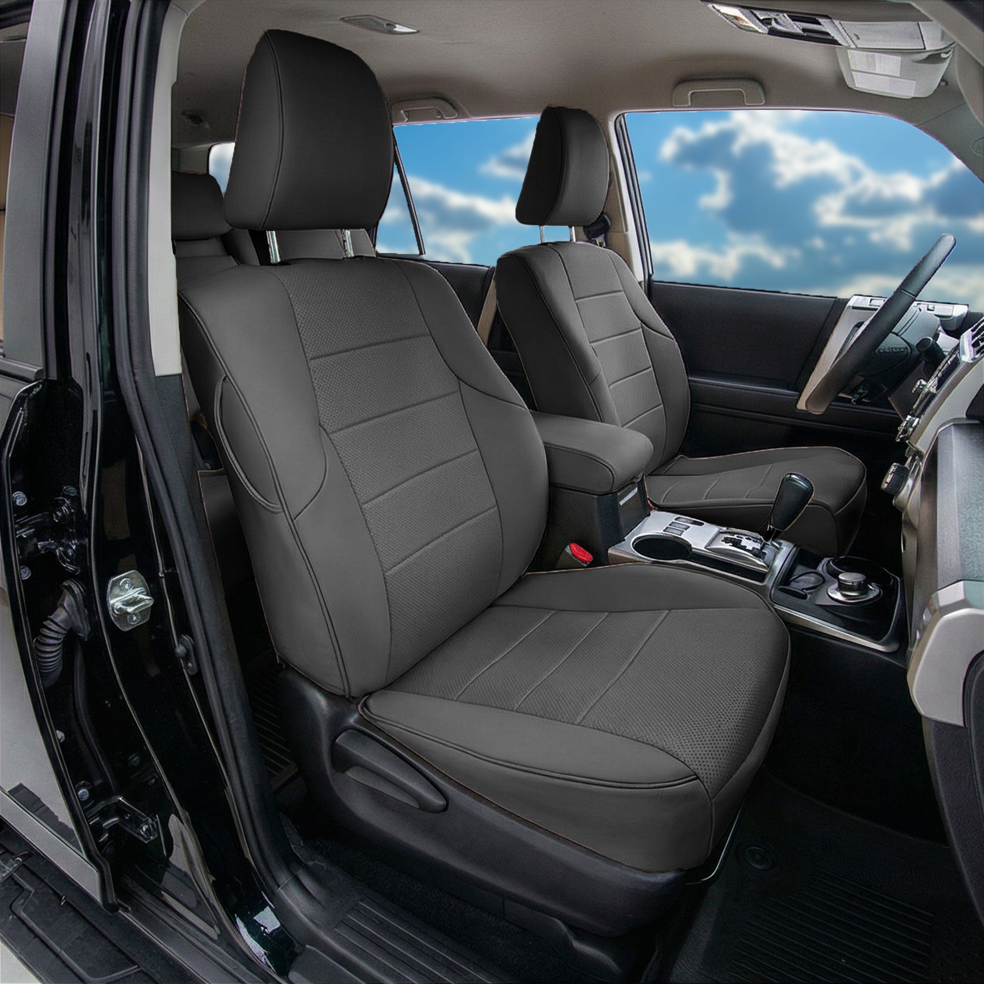 Toyota 4Runner 2010–2024 – 7 Passenger Full Set Seat Covers - Black Faux Leather