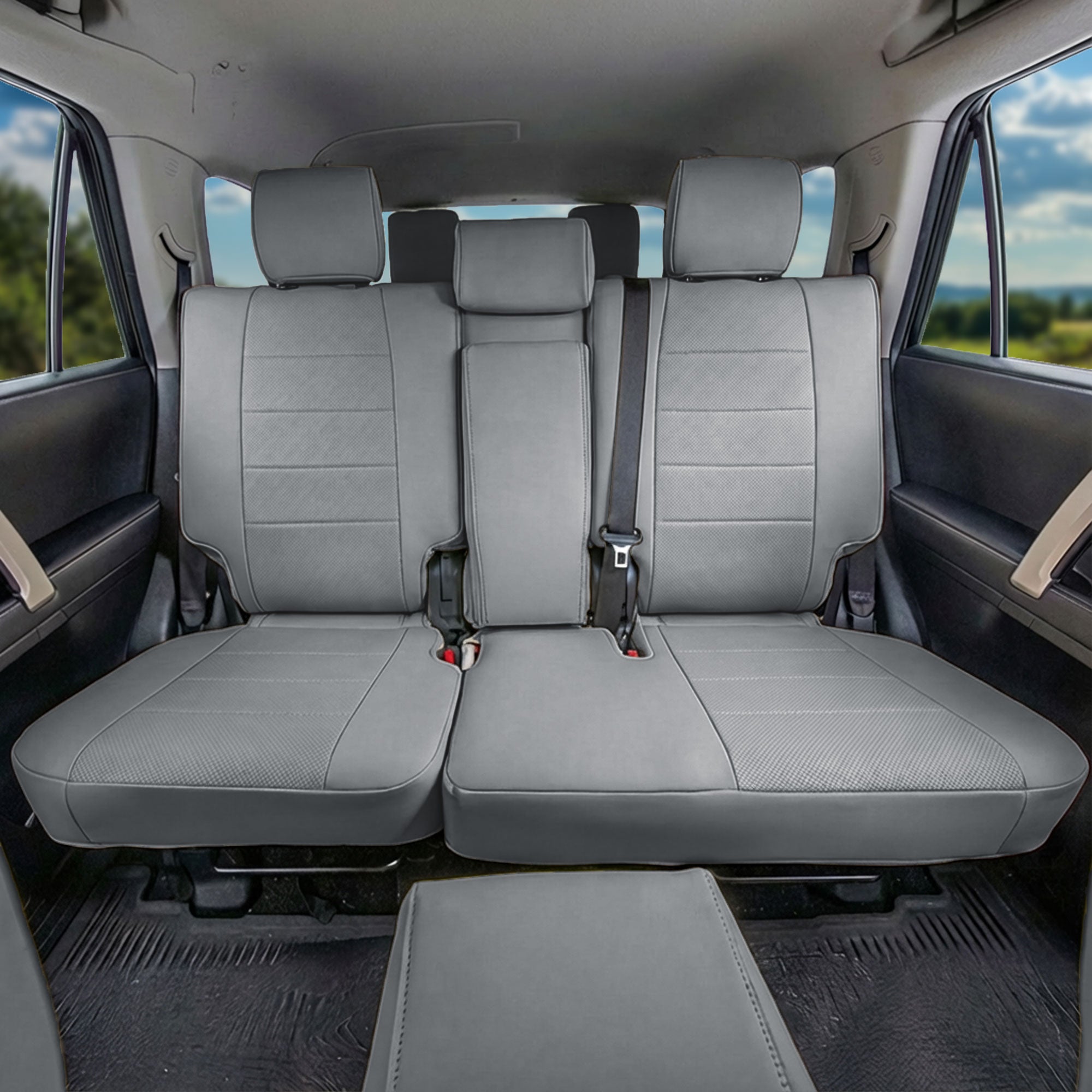Toyota 4Runner 2010–2024 – 7 Passenger 2nd Row Seat Covers - Solid Gray Faux Leather
