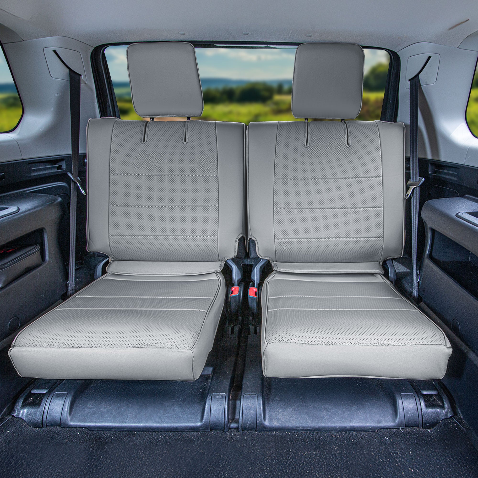 Toyota 4Runner 2010–2024 – 7 Passenger 3rd Row Seat Covers - Solid Gray Faux Leather