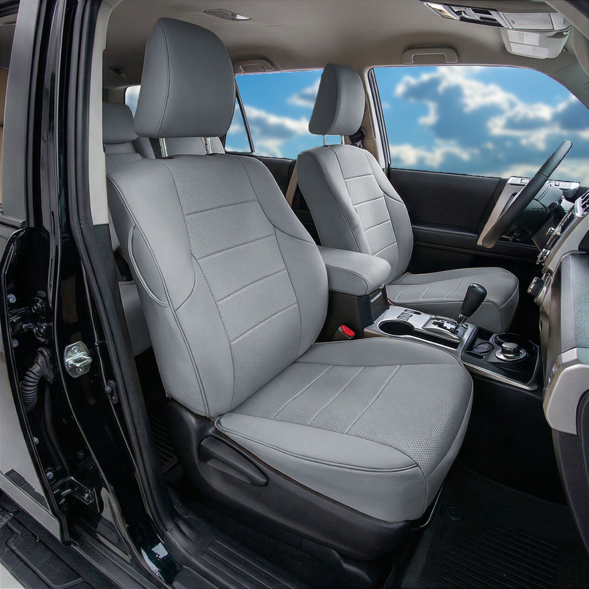 Toyota 4Runner 2010–2024 – 7 Passenger Full Set Seat Covers - Solid Gray Faux Leather