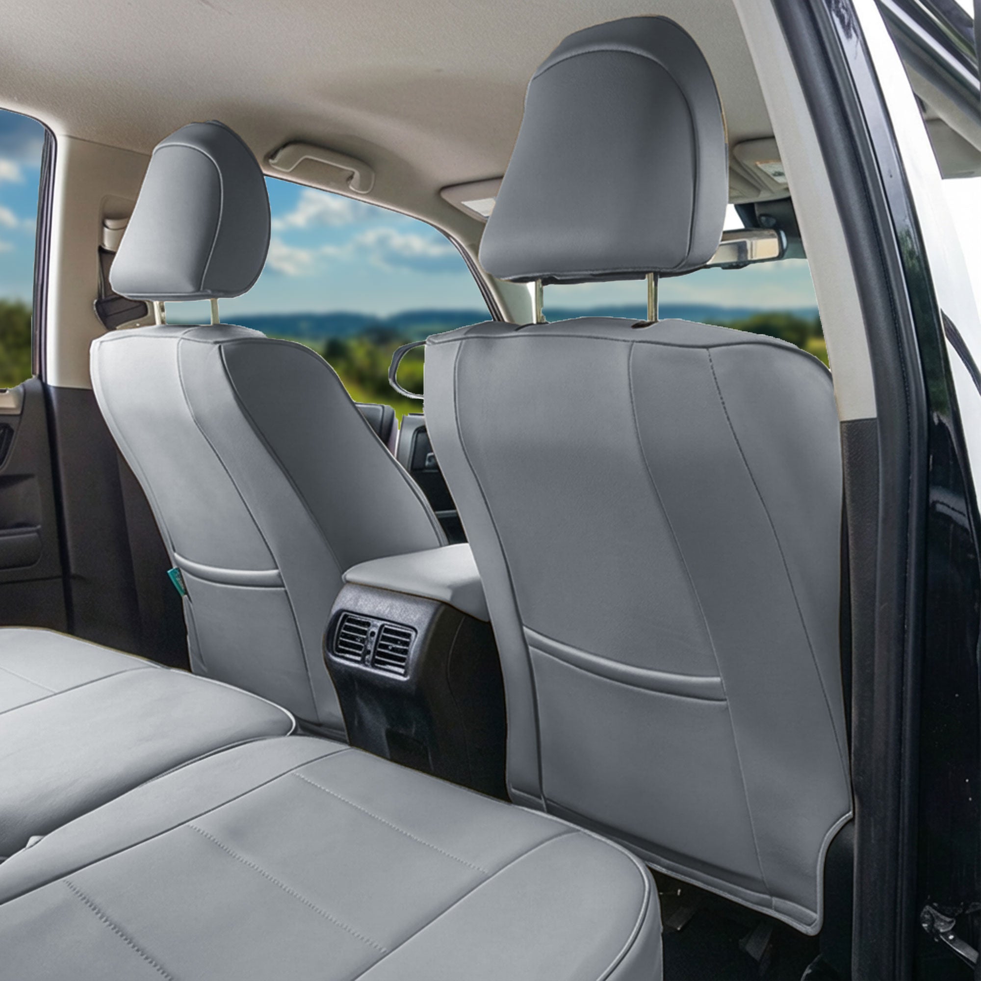 Toyota 4Runner 2010–2024 – 7 Passenger Full Set Seat Covers - Solid Gray Faux Leather