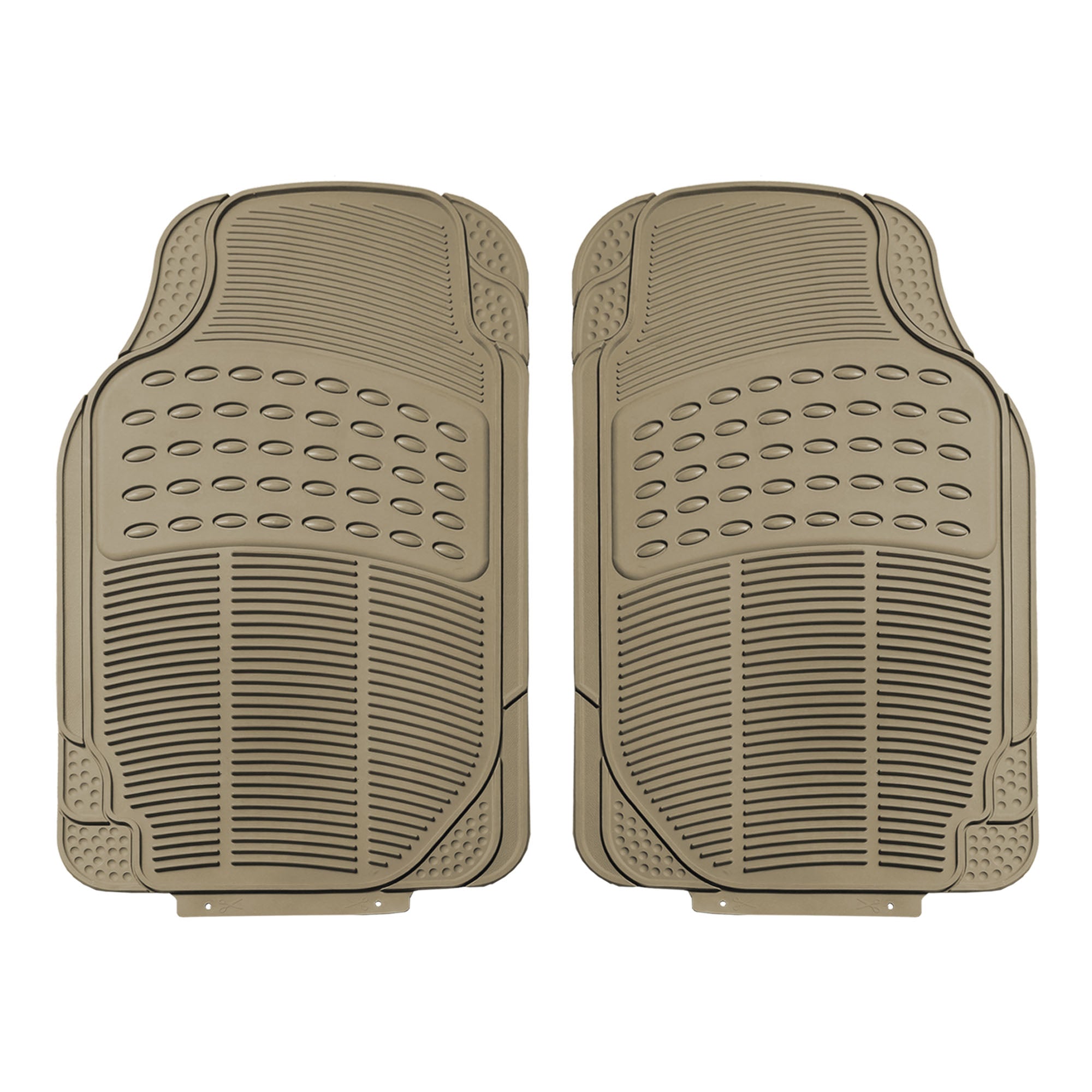 Heavy Duty ClimaProof Trimmable Non-Slip Rubber Floor Mats - 2pc Front Set - Beige