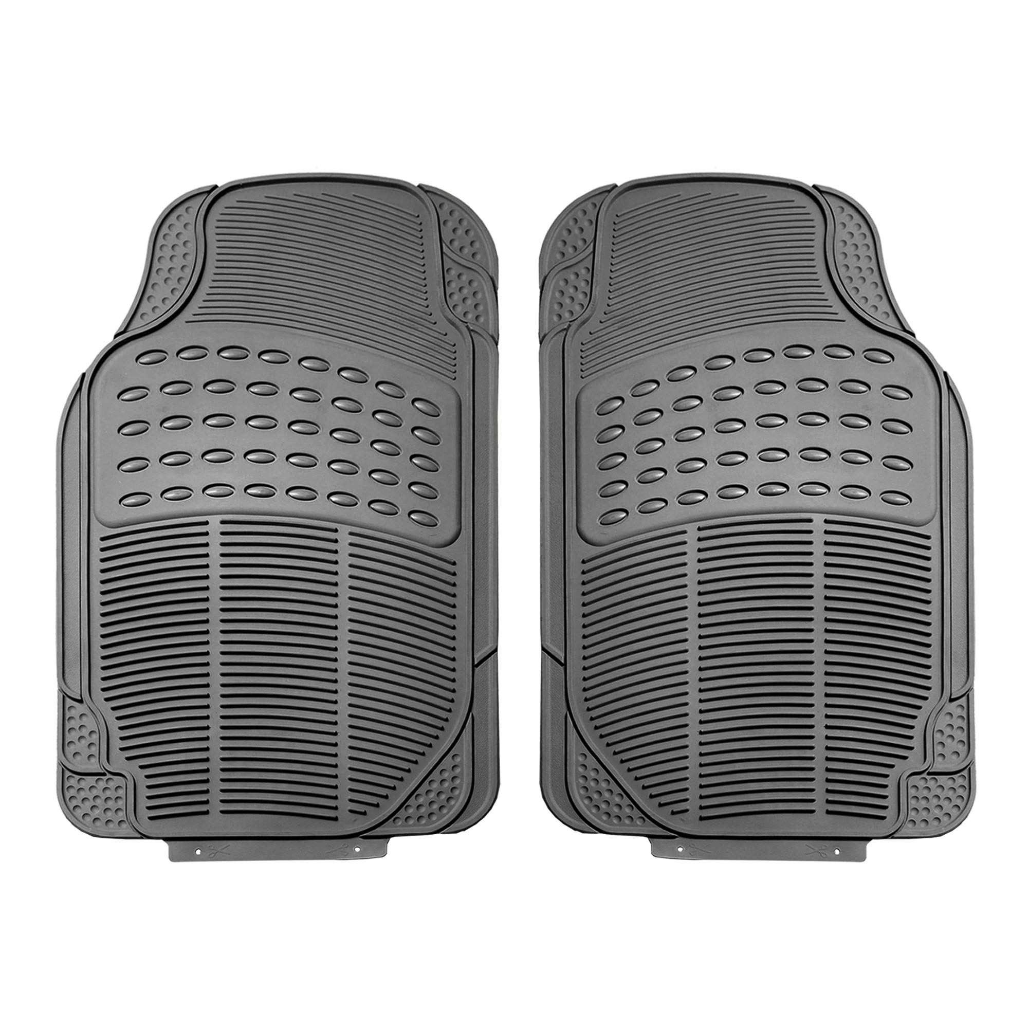 Heavy Duty ClimaProof Trimmable Non-Slip Rubber Floor Mats - 2pc Front Set - Gray