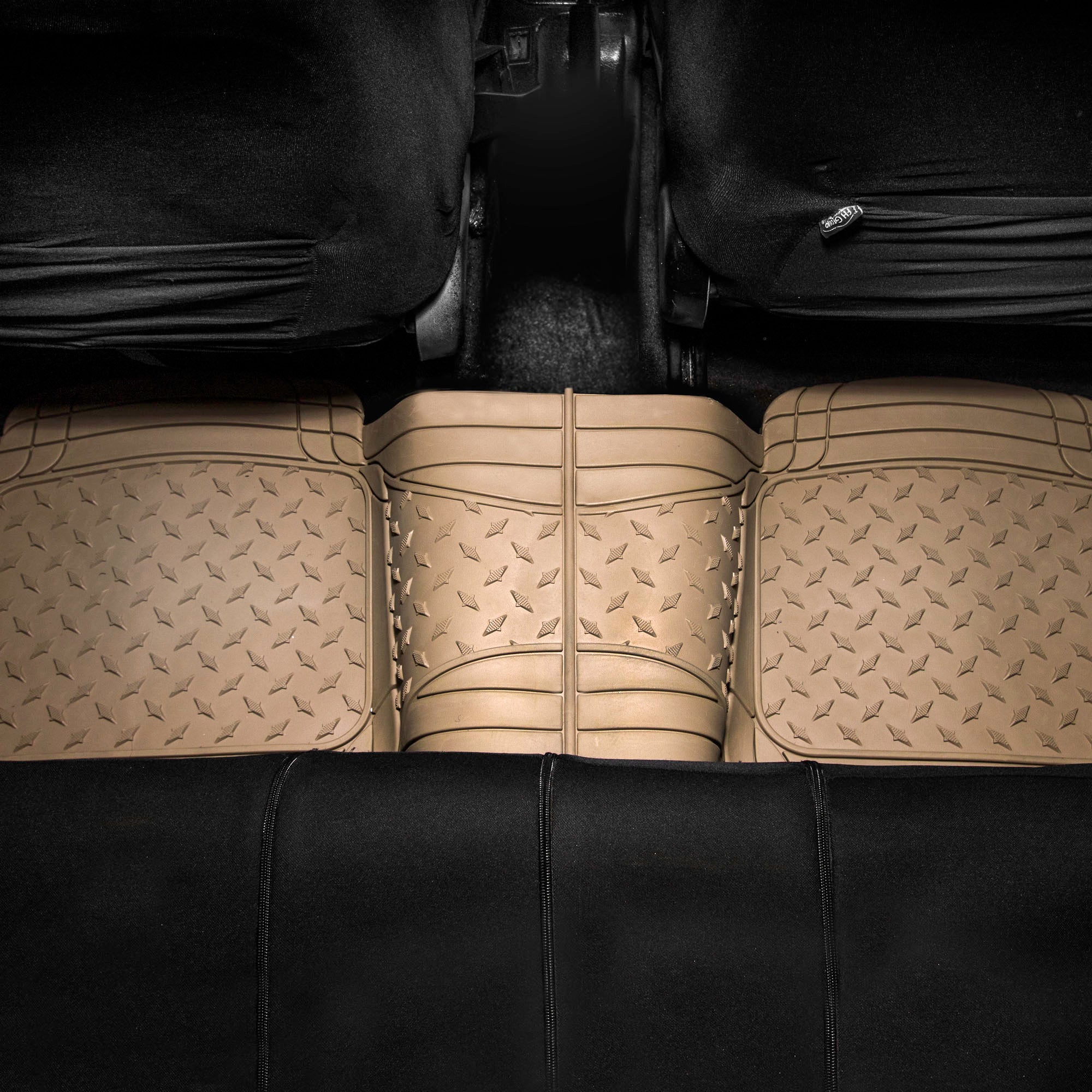 Semi-Custom ClimaProof Trimmable Non-Slip Vinyl Car Floor Mats - Rear Set Beige