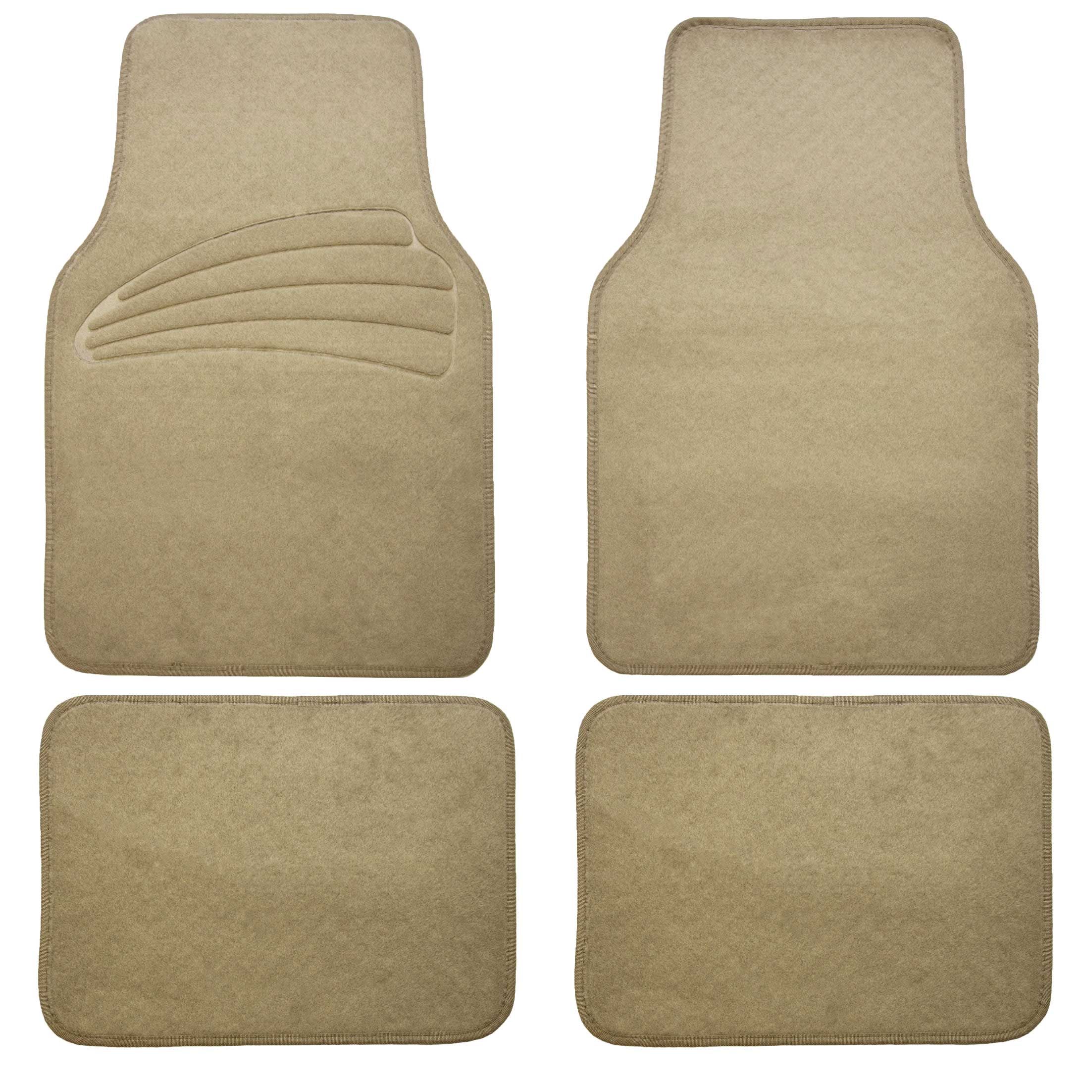Premium Carpet Floor Mats with Heel Pad Floor Liners - Full Set Beige