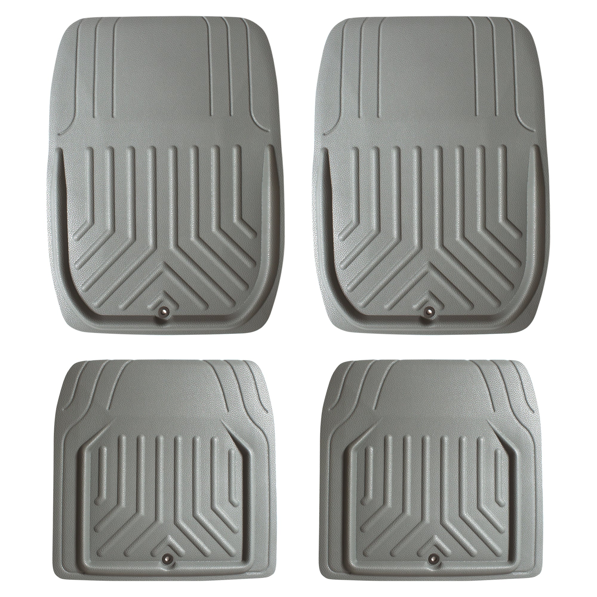 Faux Leather Deep Tray Floor Mats Full Set - Gray