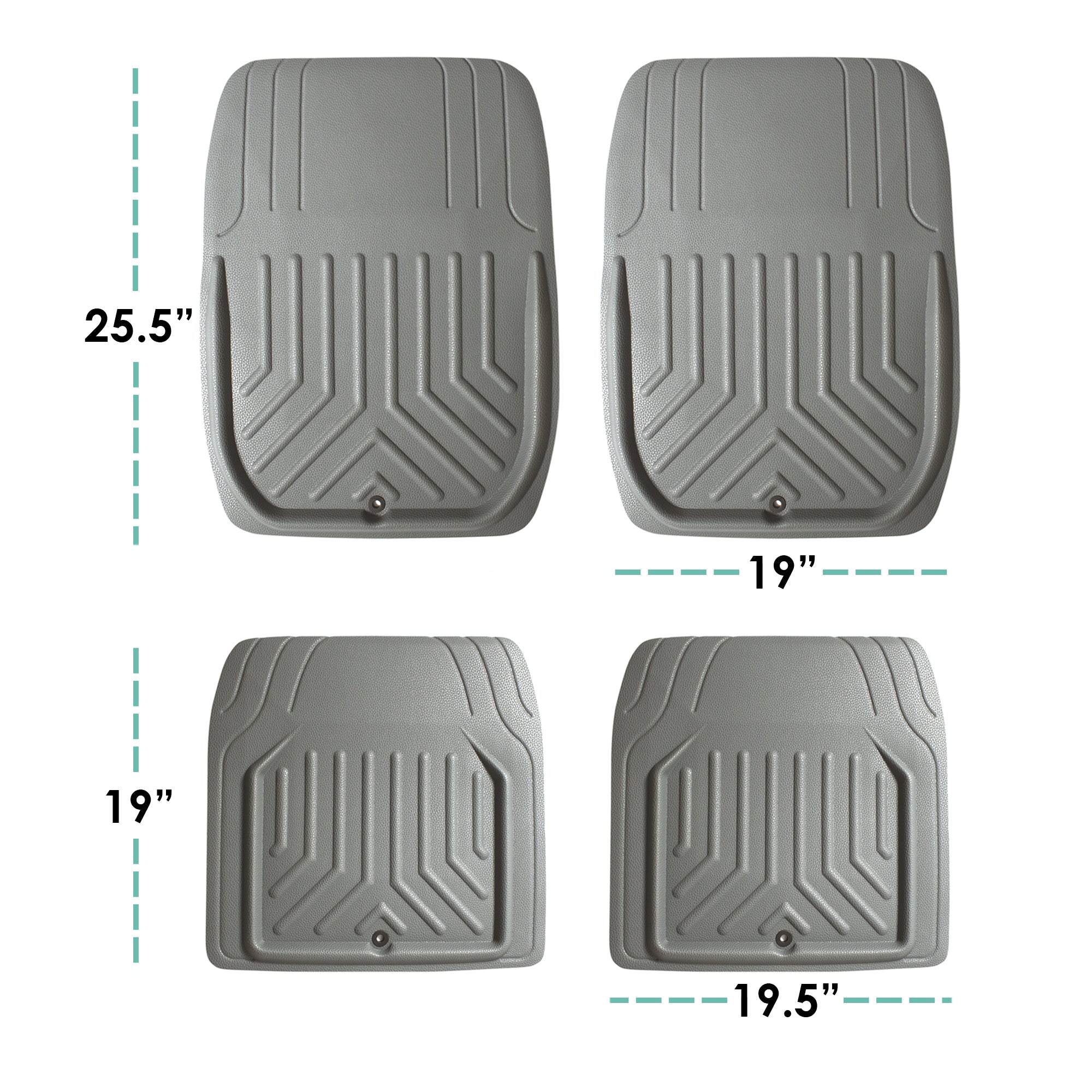 Faux Leather Deep Tray Floor Mats Full Set - Gray