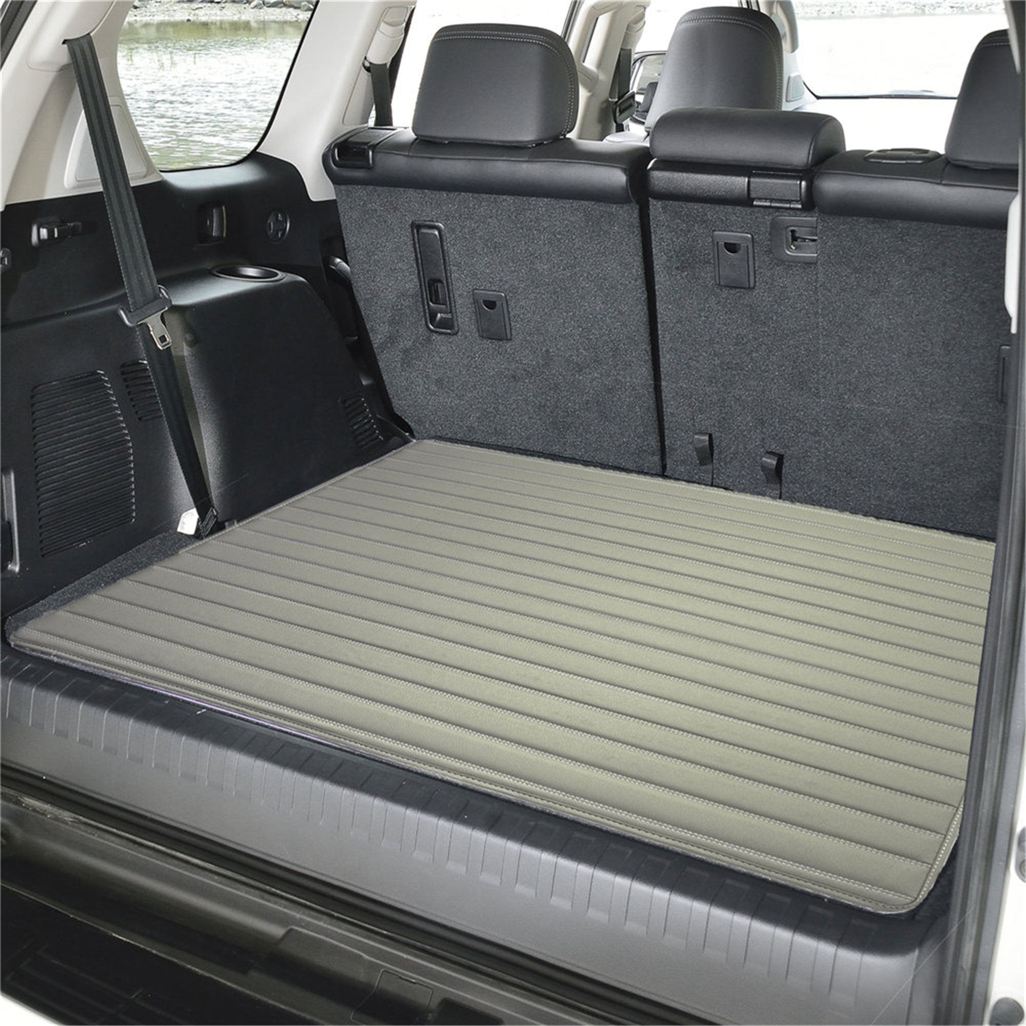 Deluxe Heavy-Duty Non-Slip Faux Leather Flat Stripe Multi-Purpose Cargo Liner - Gray, 32