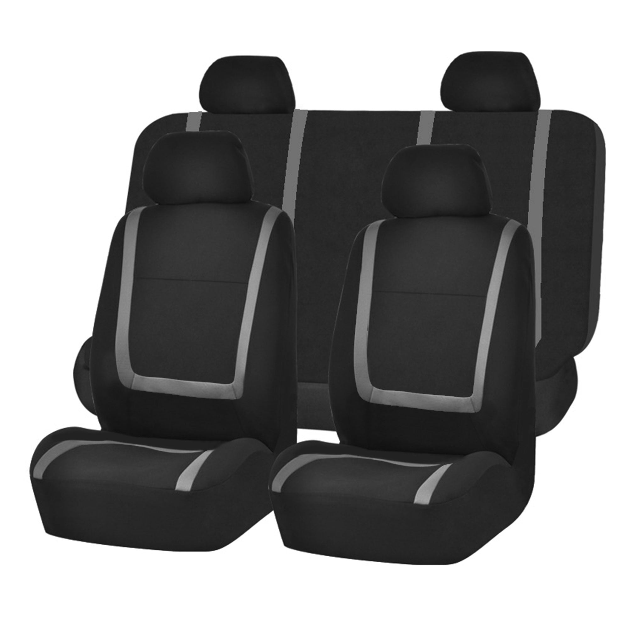 Unique Flat Cloth Seat Covers - Full Set Gray