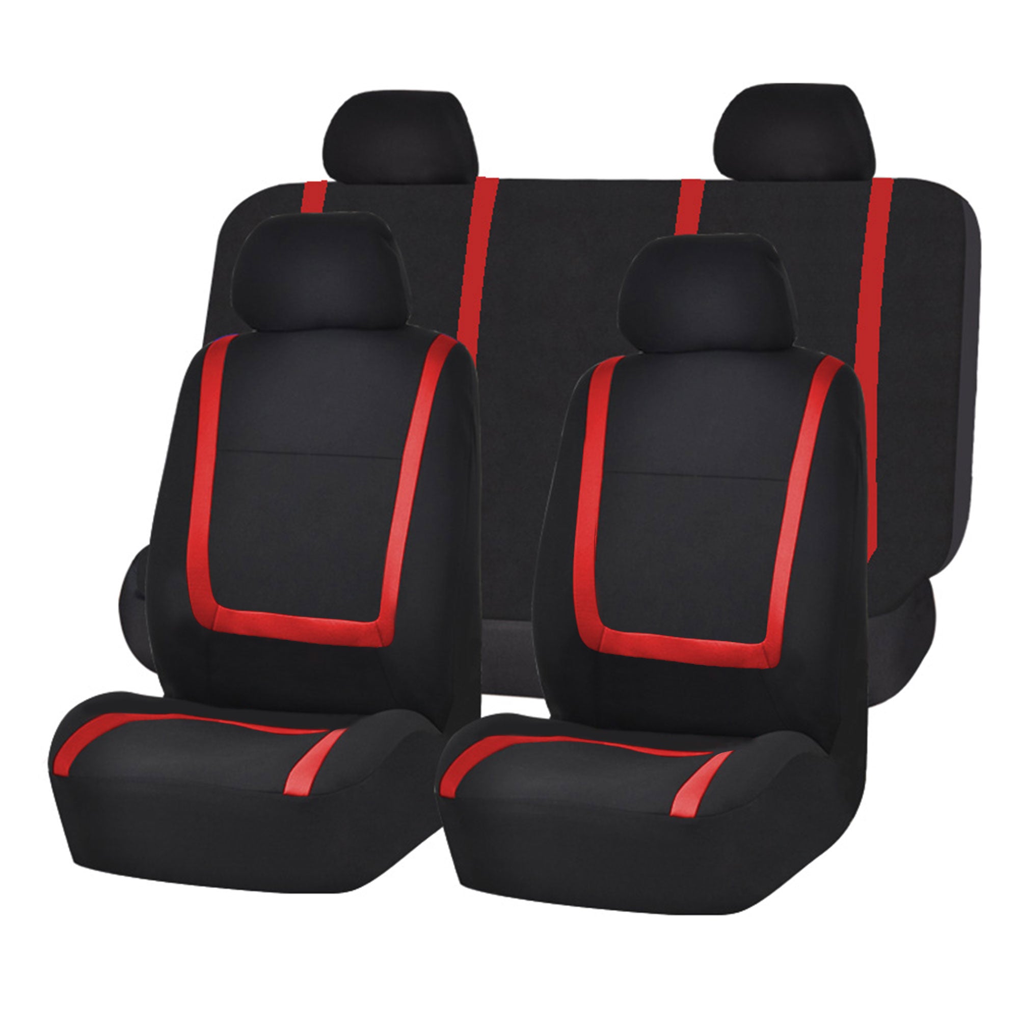Unique Flat Cloth Seat Covers - Full Set Red