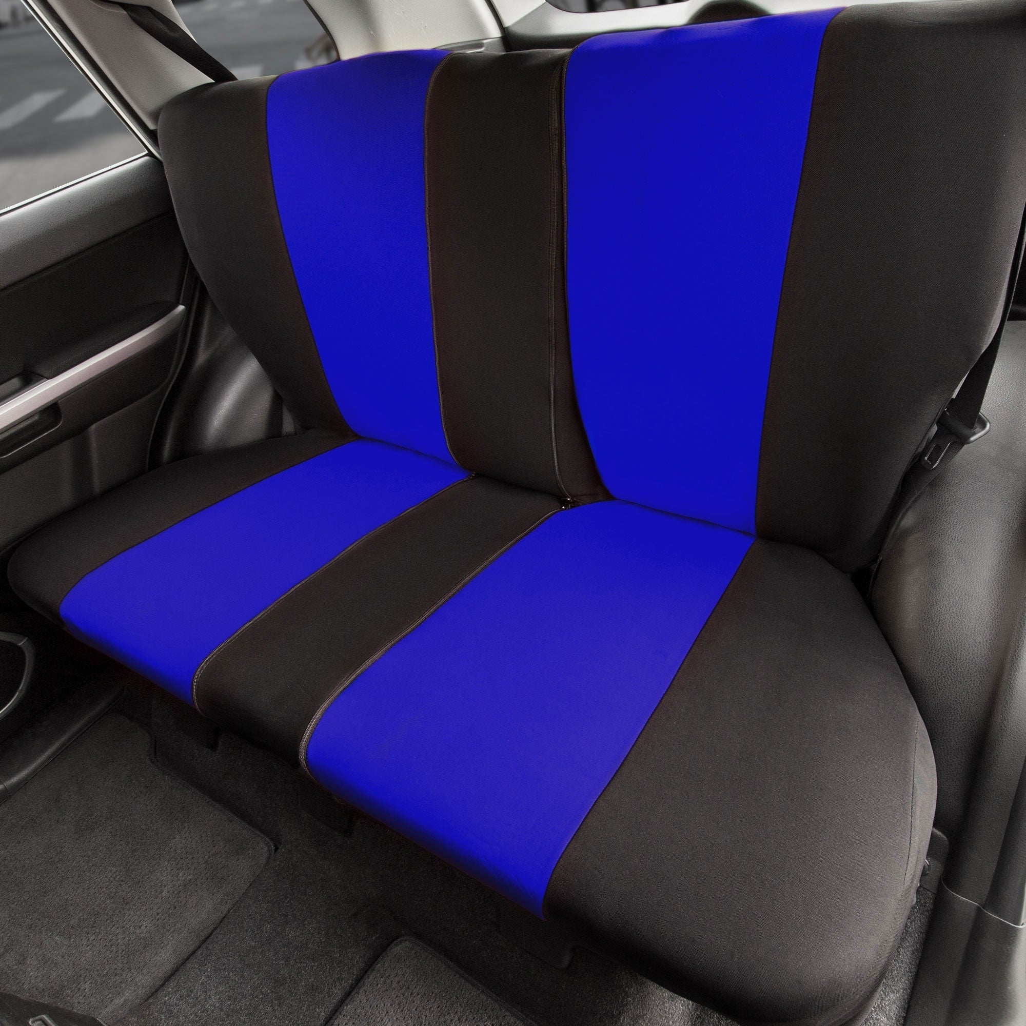 Full Coverage Flat Cloth Seat Covers - Rear Blue