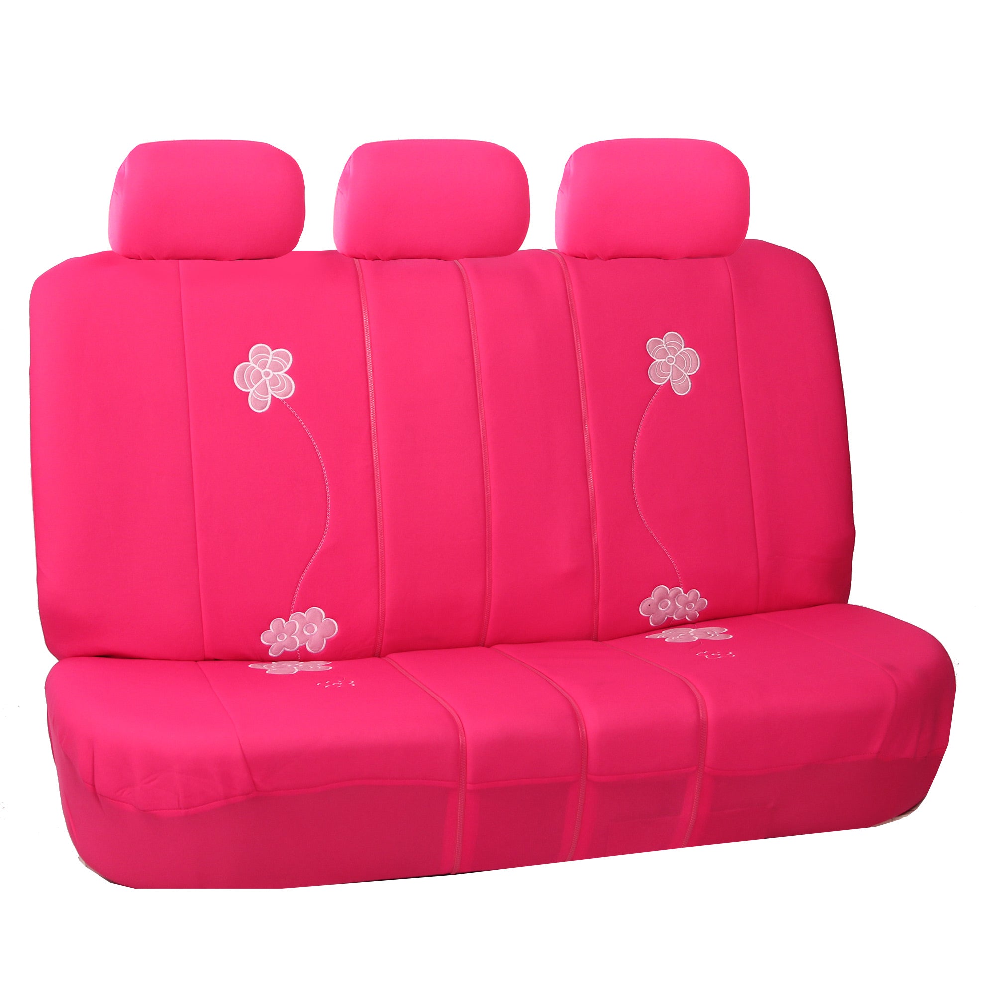 Flower Embroidery Bench Seat Covers - Rear Set - Pink