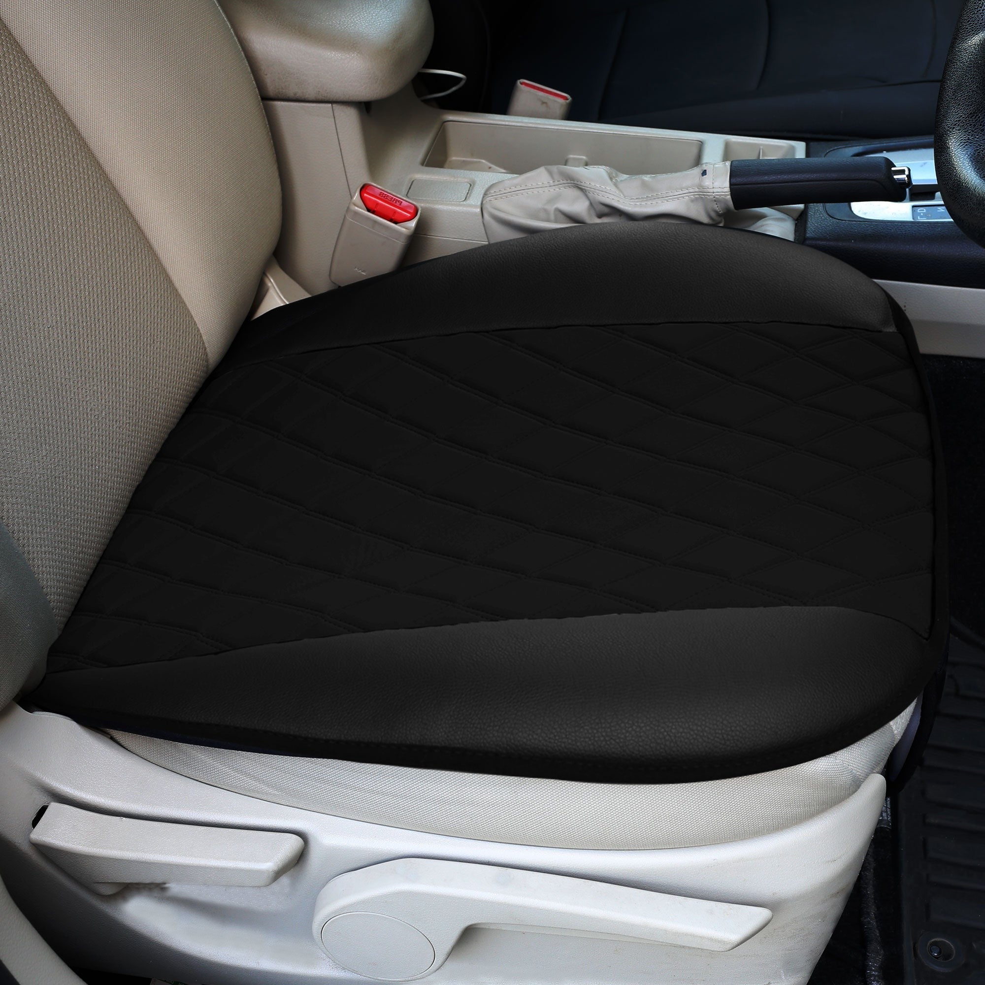 Faux Leather and NeoSupreme Seat Cushion Pad - Front Set Black