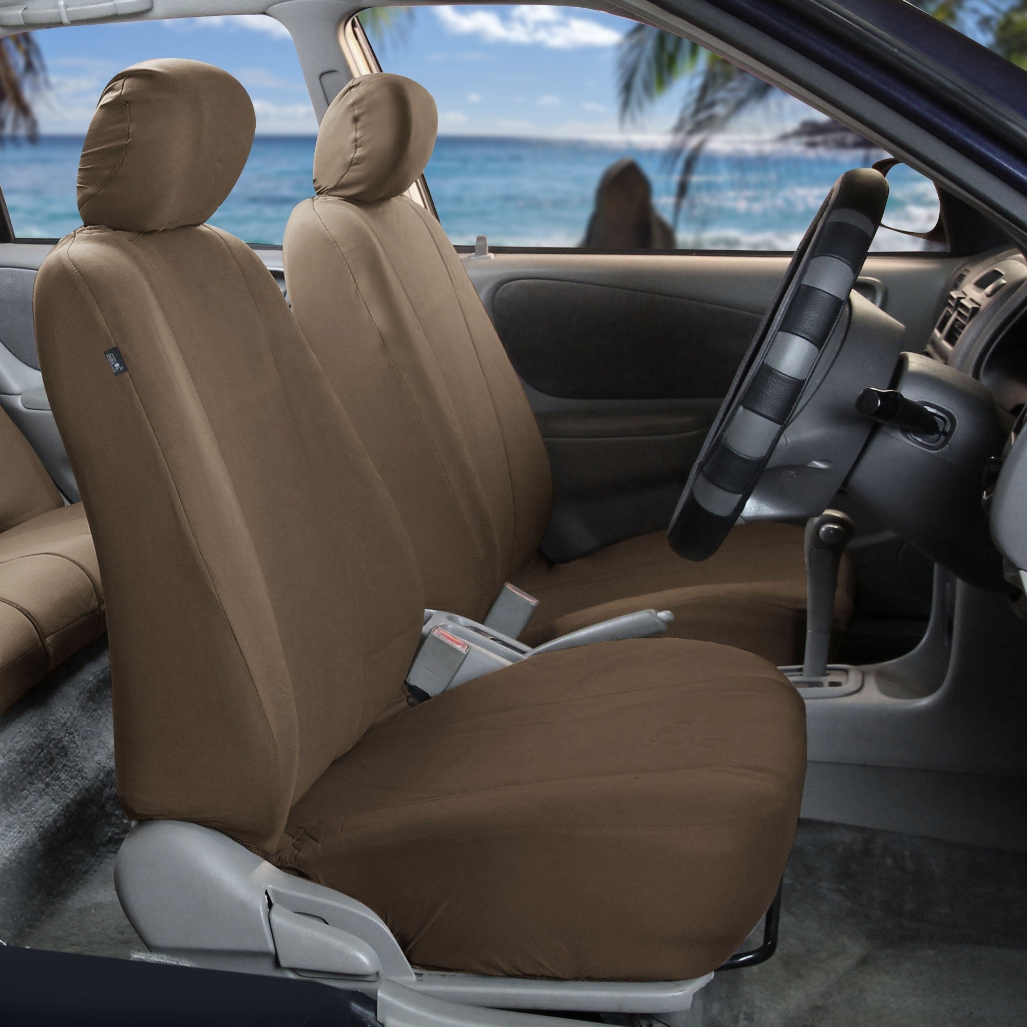 Supreme Cloth Seat Covers - Front Set Taupe