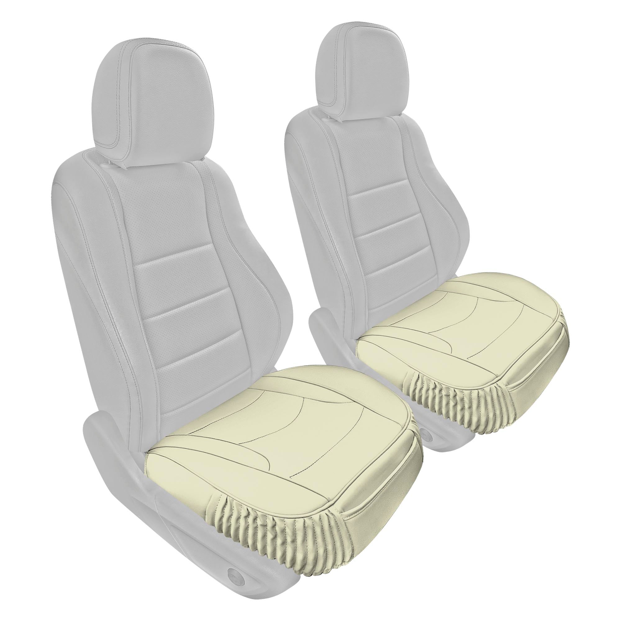 Faux Leather Seat Cushion Pad - 2 Piece Front Set Solid Beige