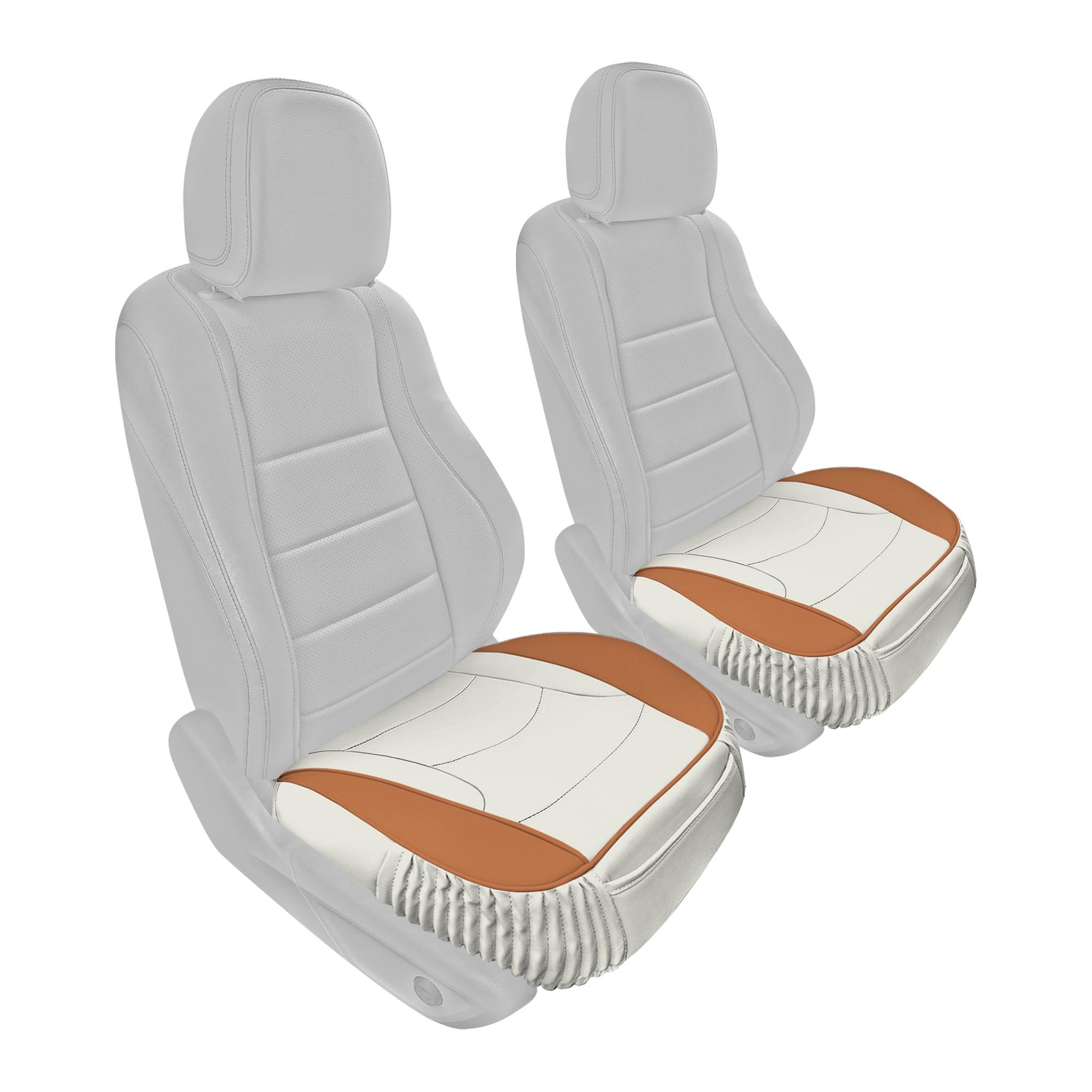 Faux Leather Seat Cushion Pad - 2 Piece Front Set Beige Tan