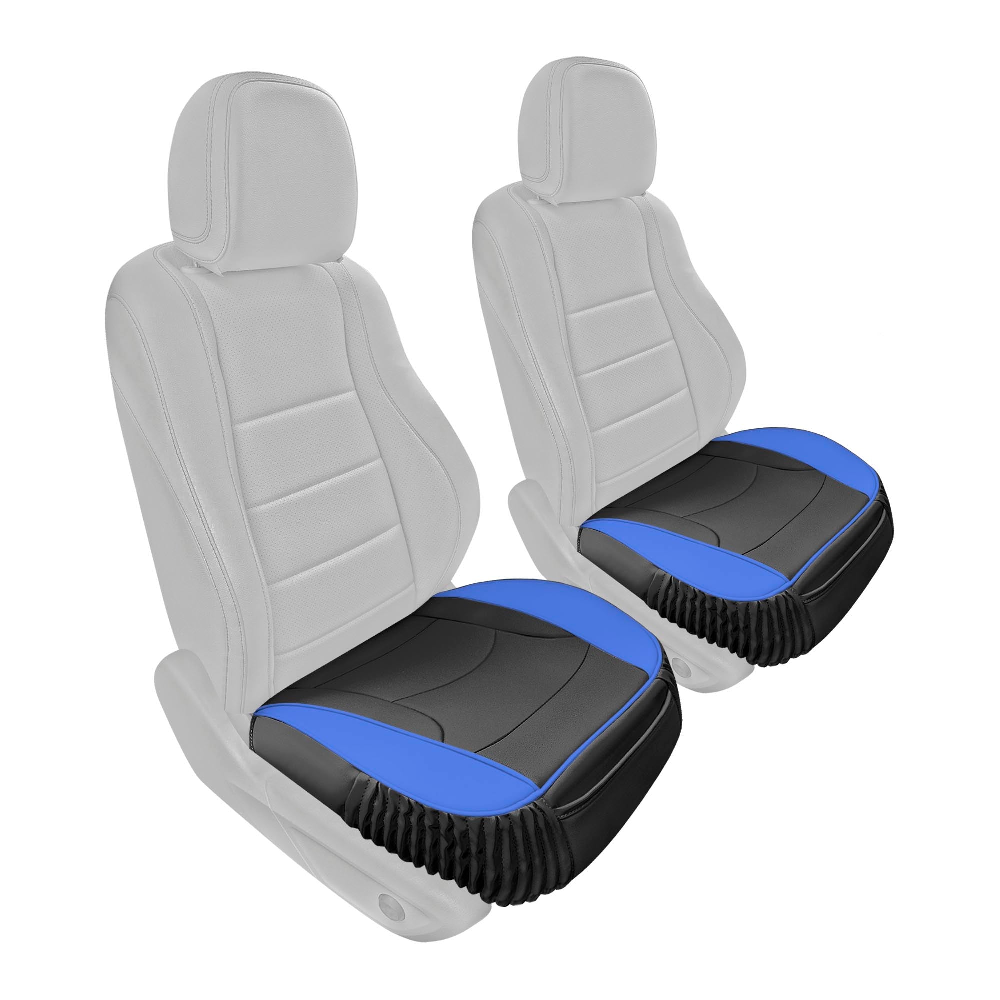 Faux Leather Seat Cushion Pad - 2 Piece Front Set Blue