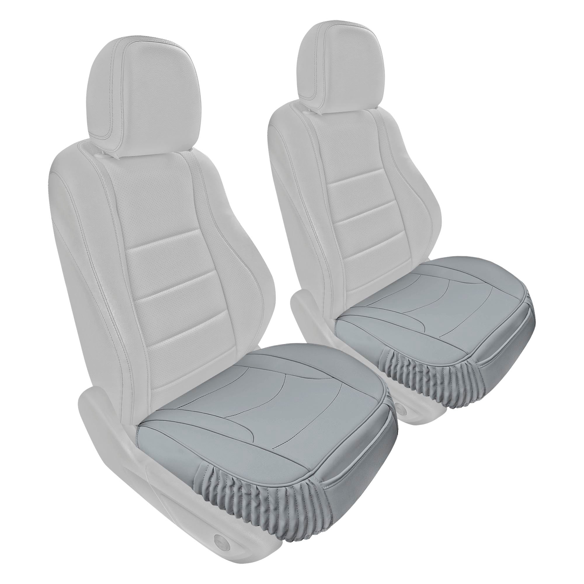 Faux Leather Seat Cushion Pad - 2 Piece Front Set Gray