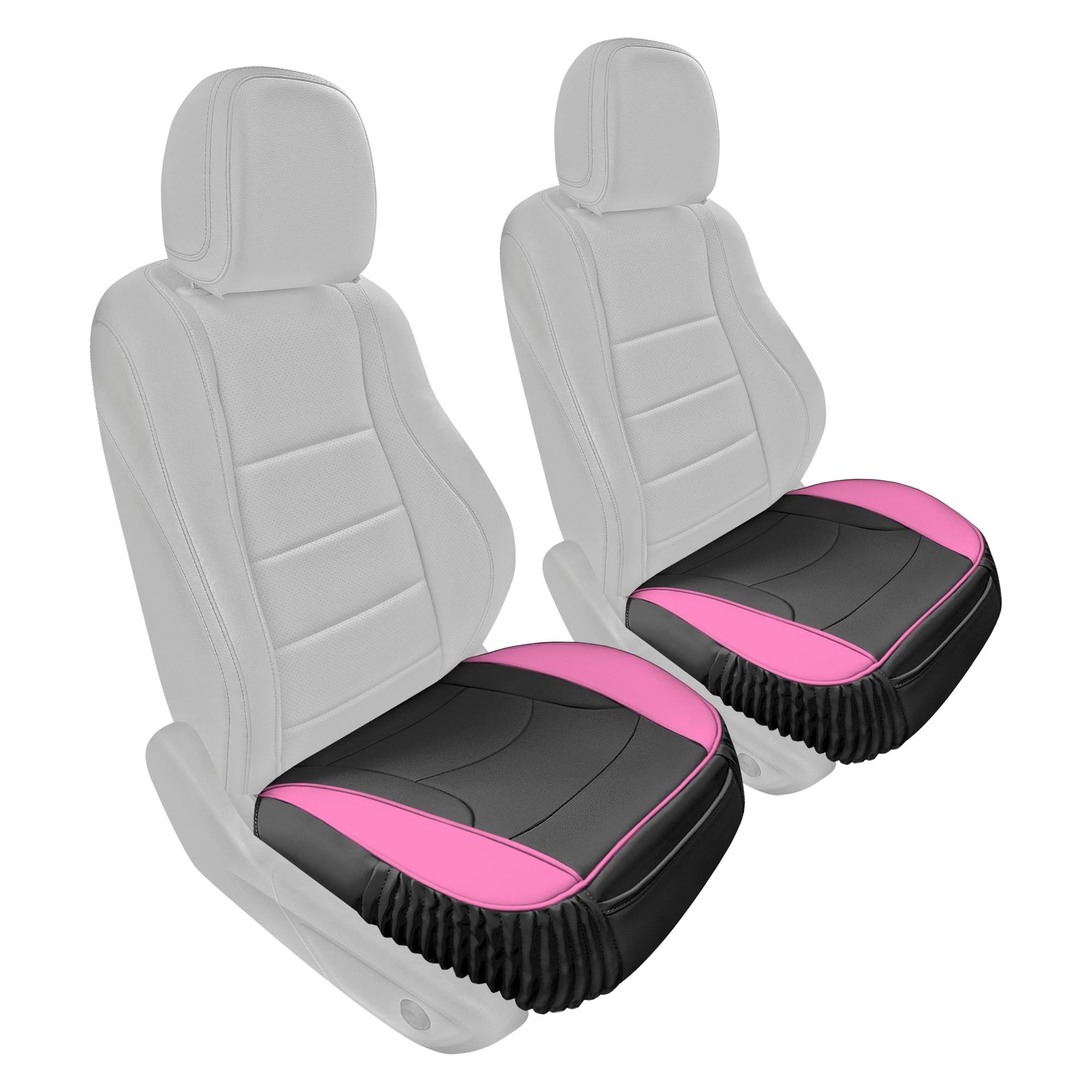 Faux Leather Seat Cushion Pad - 2 Piece Front Set Pink