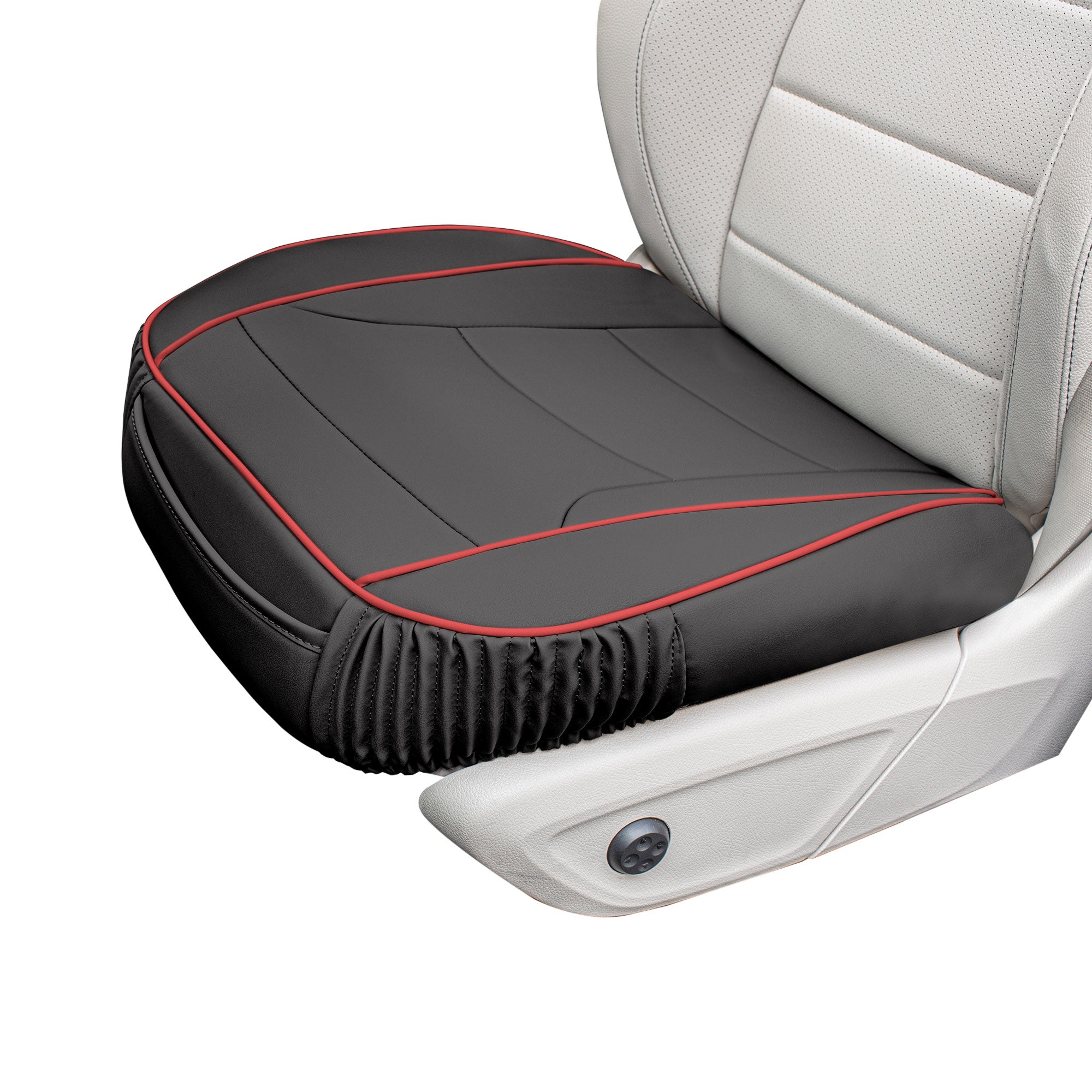 Copy of Faux Leather Seat Cushion Pad - 2 Piece Front Set Black/Red Trim