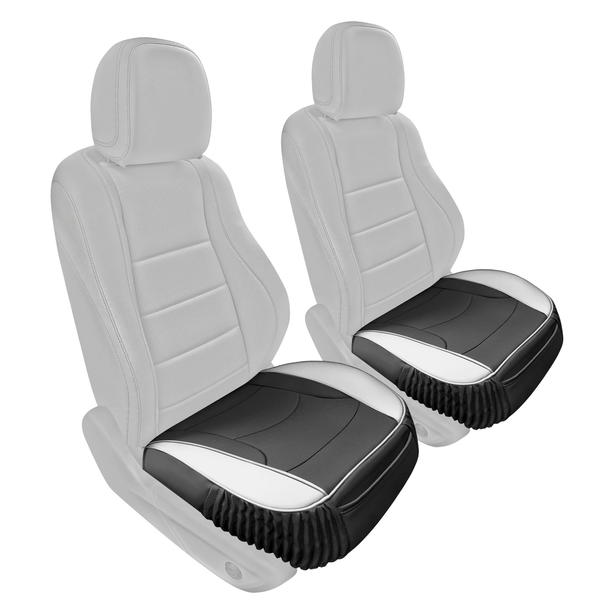 Faux Leather Seat Cushion Pad - 2 Piece Front Set White