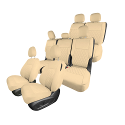 Ford Explorer Base 2020-2024  - Full Set Seat Covers  -  Solid Beige Ultraflex Neoprene