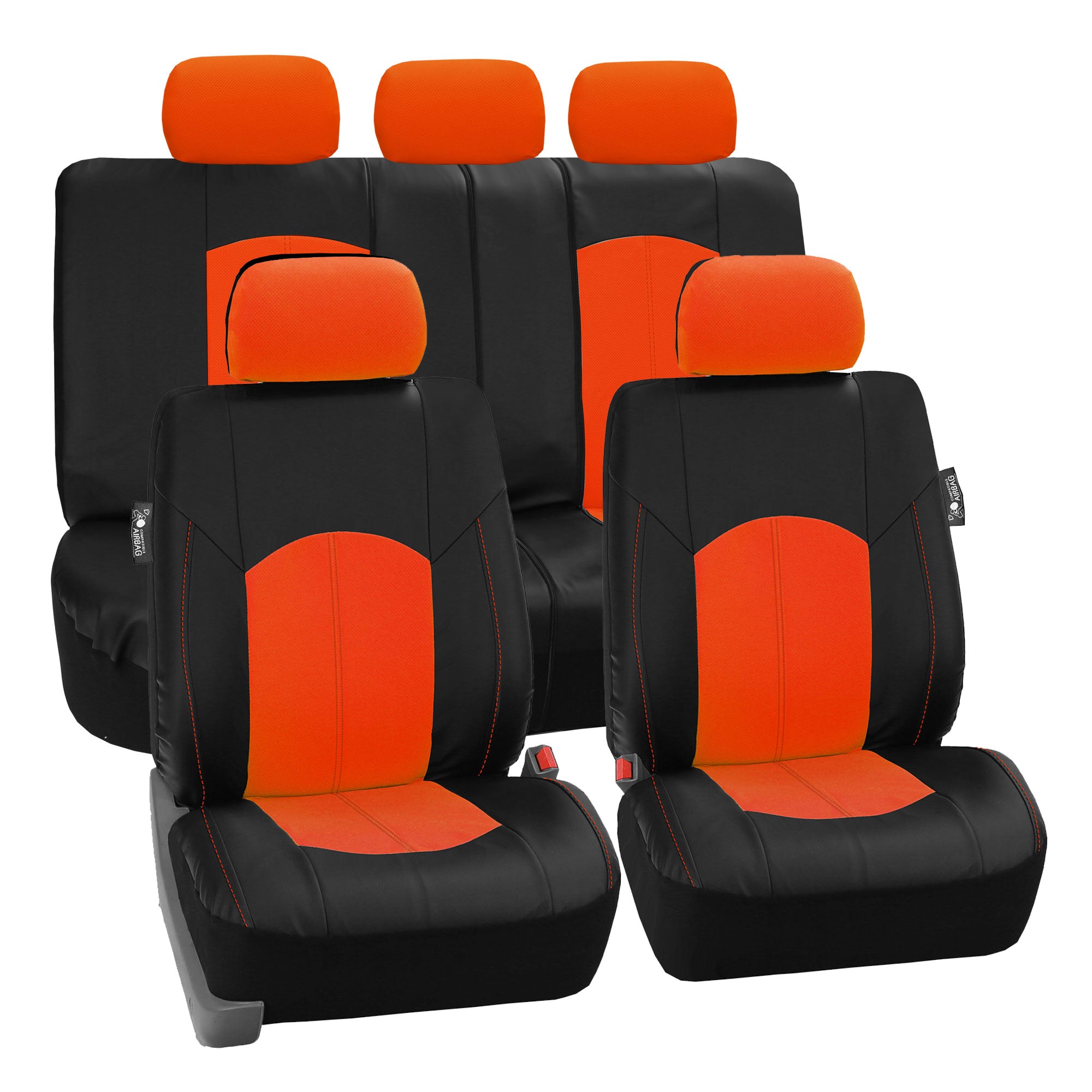 Highest Grade Faux Leather Seat Covers - Full Set Orange