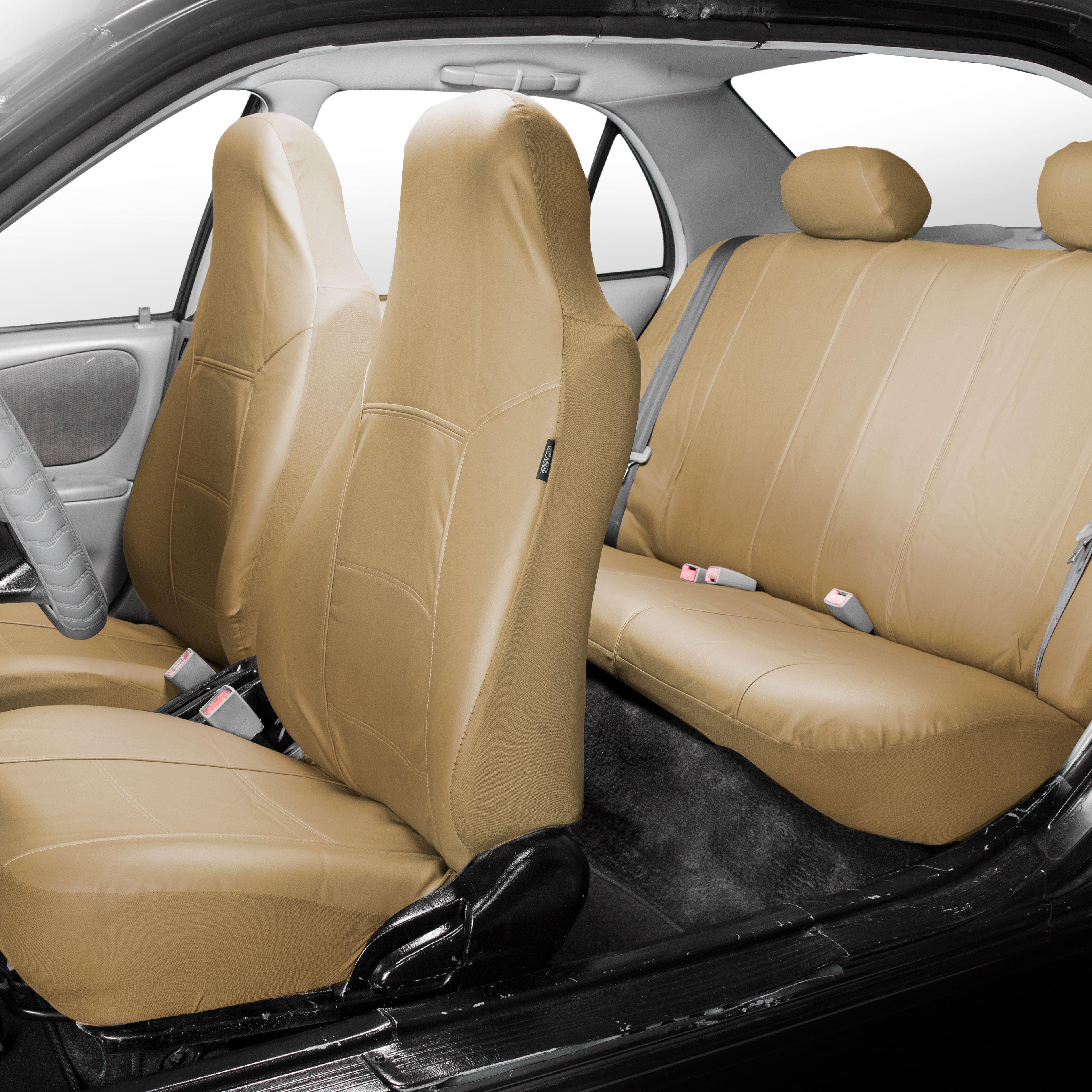 Royal PU Leather Seat Covers Full Set Beige