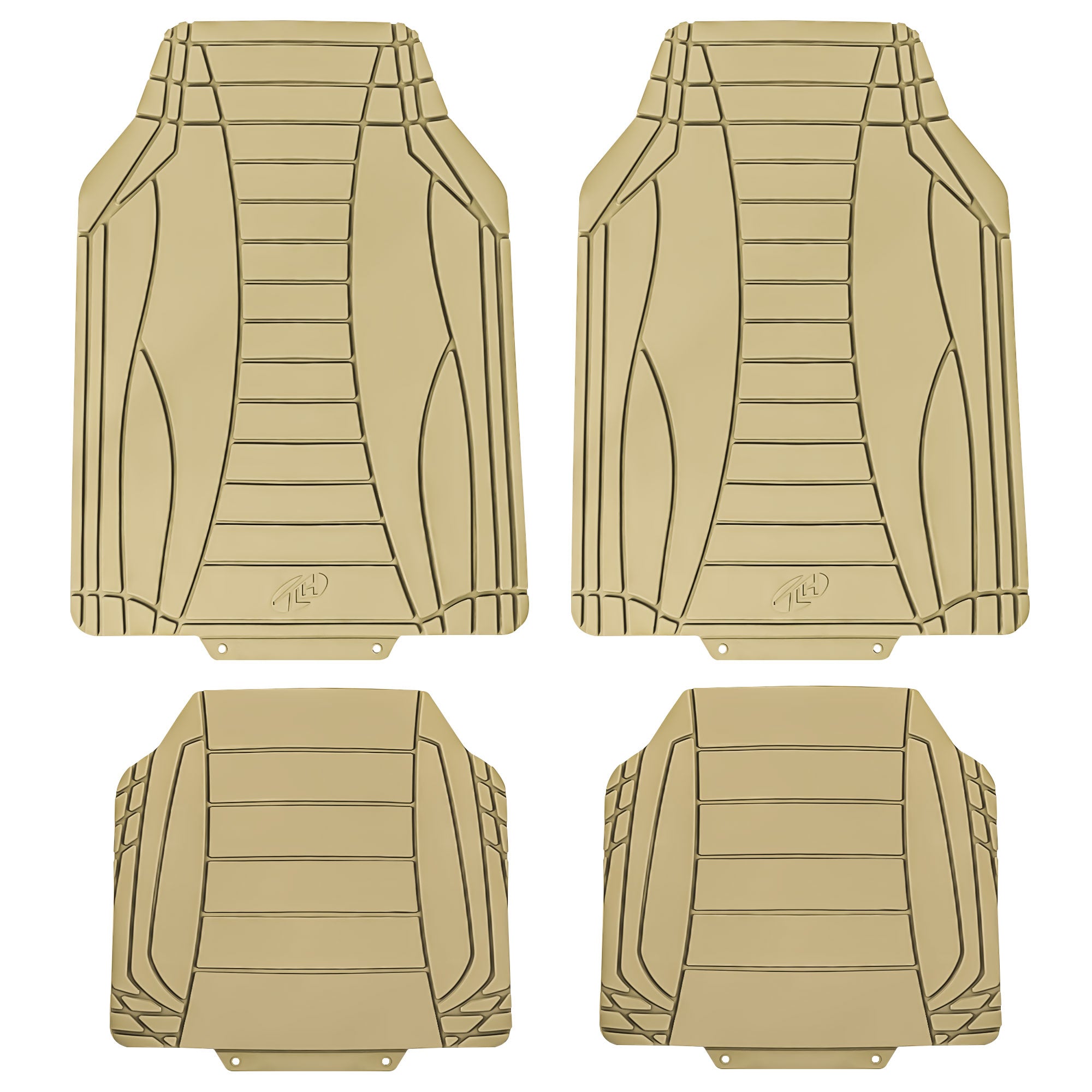 Sleek Linear Car Floor Mats - Full Set Beige