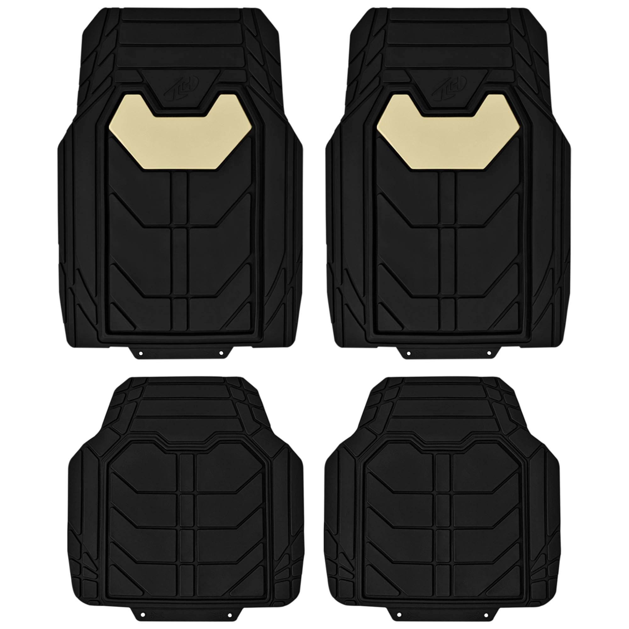Bold Geometric Car Floor Mats - Full Set Beige